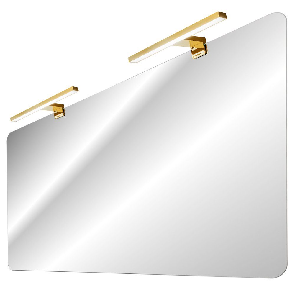 Lomadox Badspiegel ADELAIDE-56-WHITE, mit LED-Aufsatzleuchte (goldfarben) ca. 120x70cm