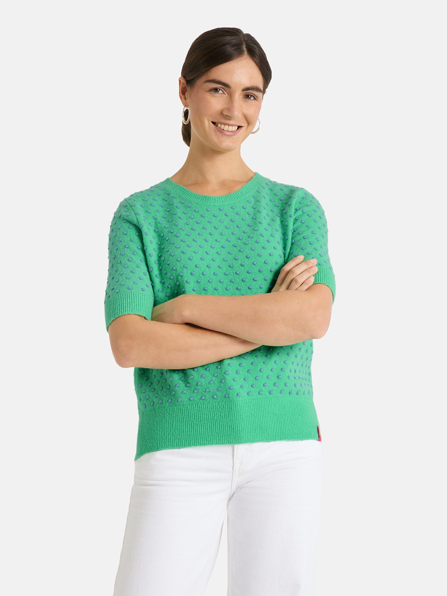 Lieblingsstück Rundhalspullover TanjaL mit kurzen Ärmeln, gepunktet