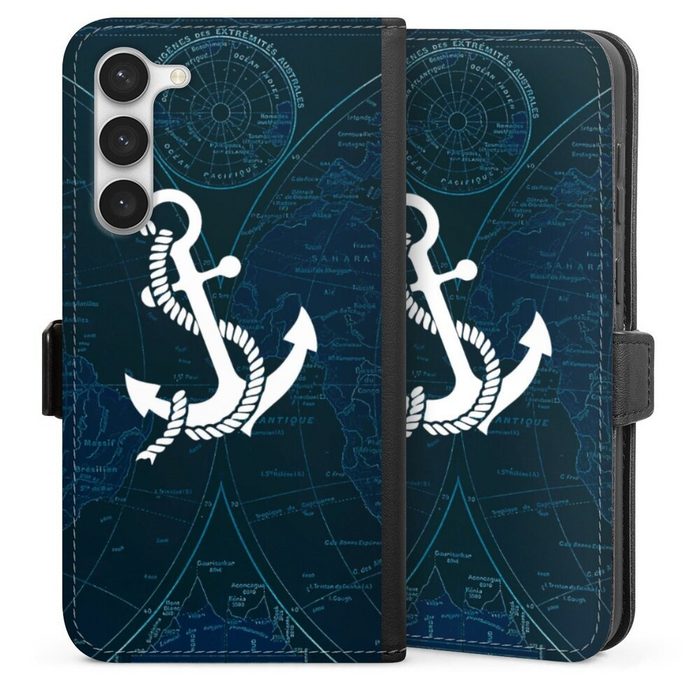 DeinDesign Handyhülle Anker Landkarte Segeln Sailors Style Samsung Galaxy S23 Plus Hülle Handy Flip Case Wallet Cover