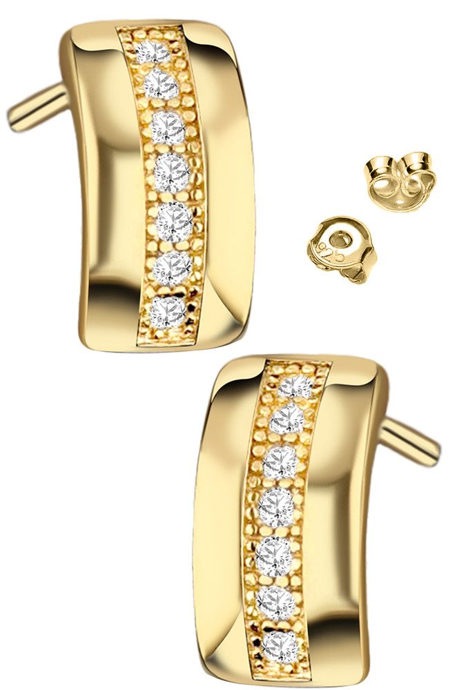 Paar Ohrstecker Feine Damen Ohrringe 925 Silber gold Zirkonia Schmuck Geschenk Frau