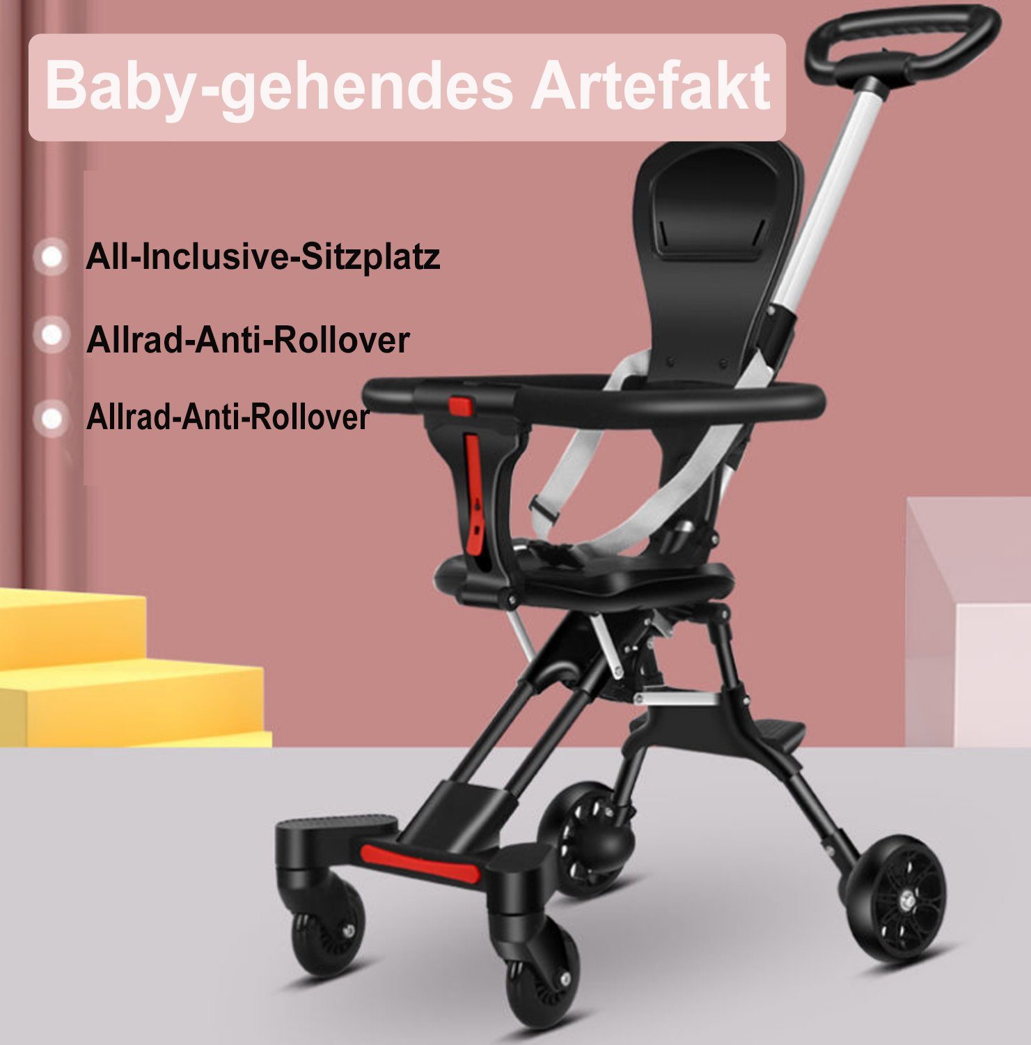 TPFLiving Kinder-Buggy Kinderwagen Baby Buggy ultraleicht und klappbar, flexibler City Kinderbuggy, der sich mit einem Handgriff falten lässt