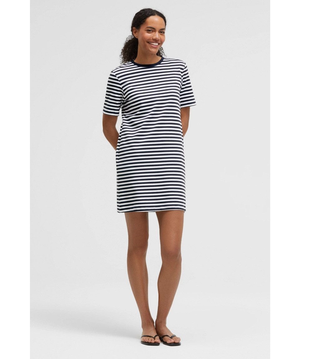SENSES.THE LABEL Shirtkleid Gestreiftes T-Shirt-Kleid FE:NO night navy / opticwhite Regular Fit