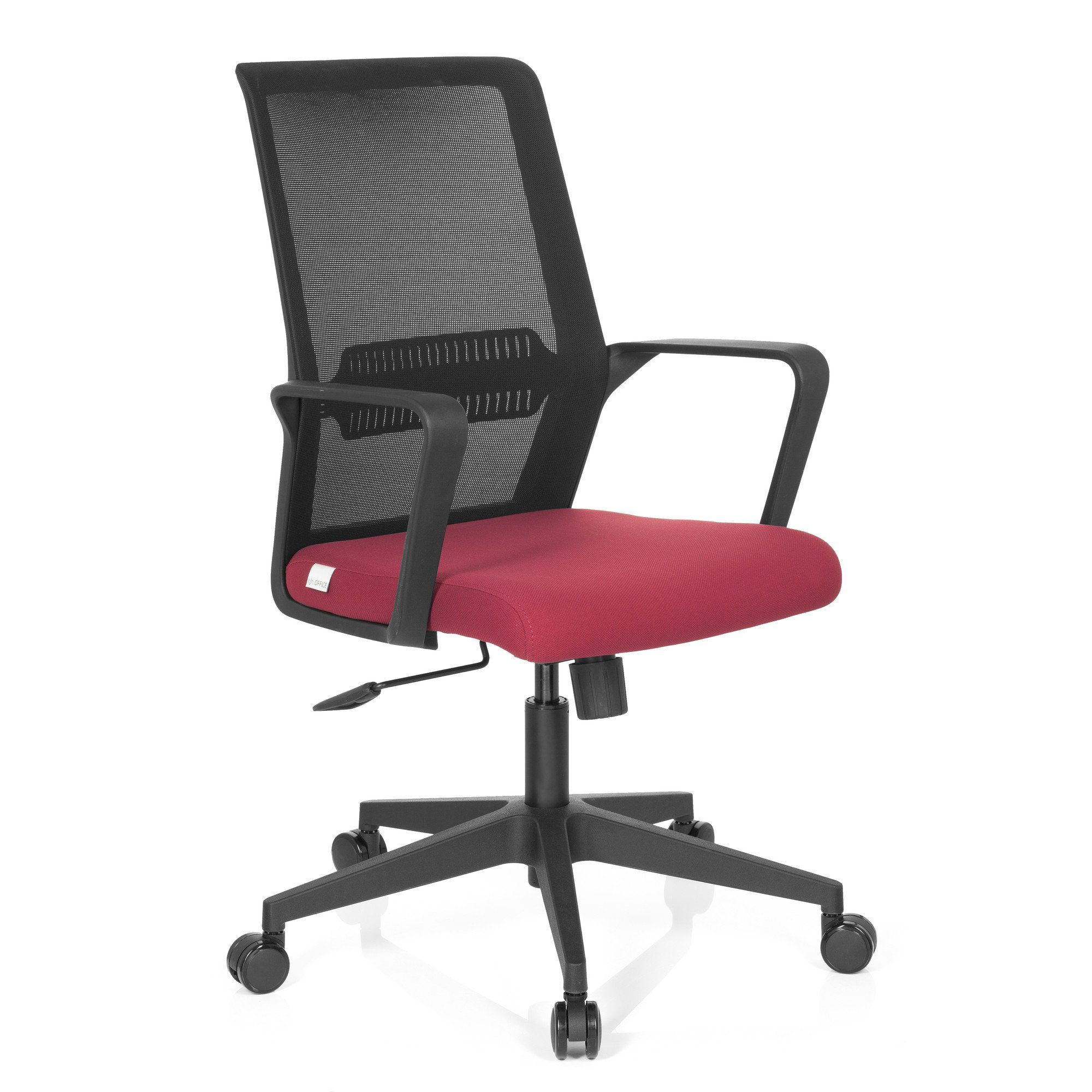 Home Stoff hjh Bürostuhl mit (1 Schwarz/Rot OFFICE Office ergonomisch Drehstuhl PRESTON St), Schreibtischstuhl Armlehnen