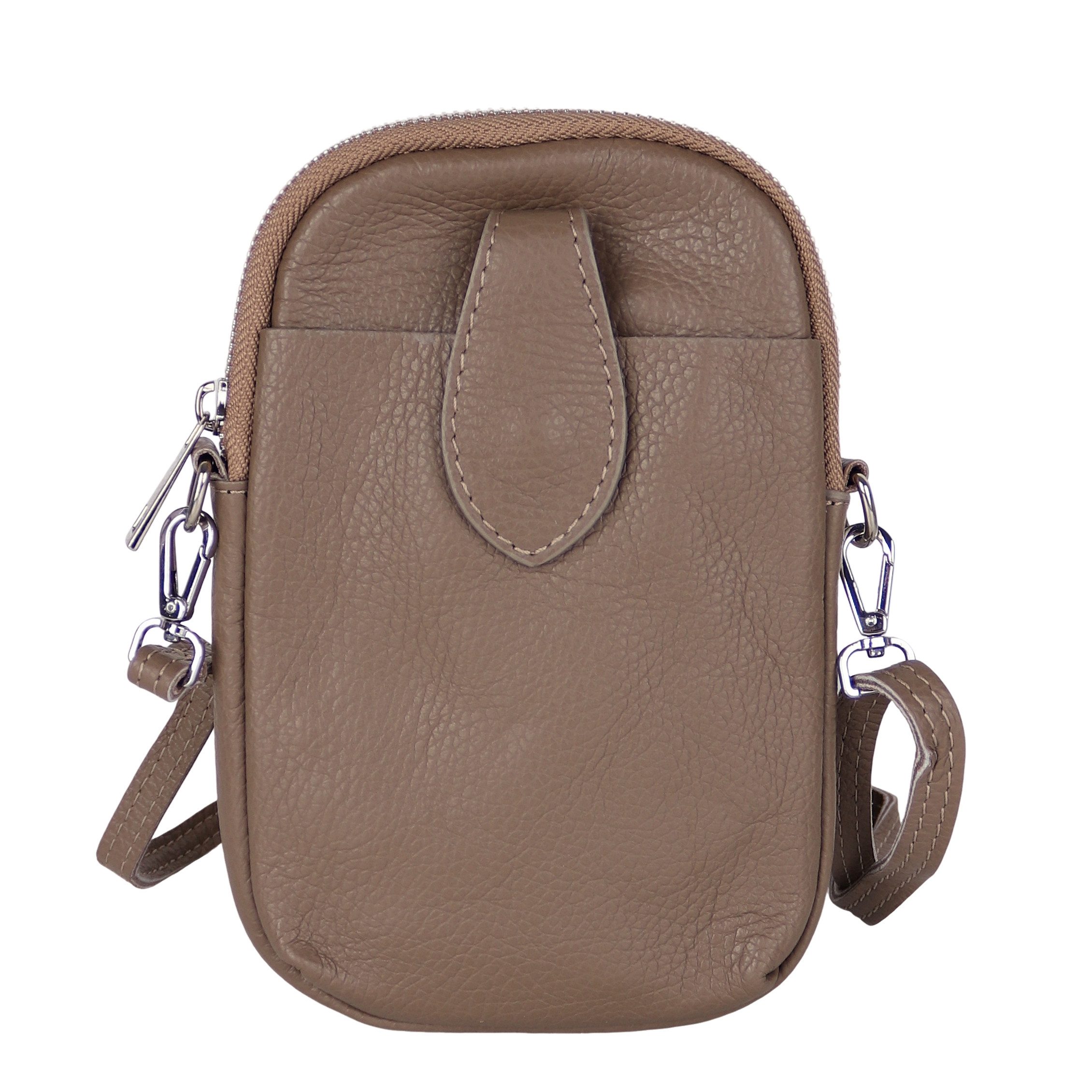 MIRROSI Handytasche Damen Kleine Umhängetasche aus Echtleder Made in Itlay (ca. 14x21x3cm), Mini Handytasche zum Umhängen, Handy Tasche