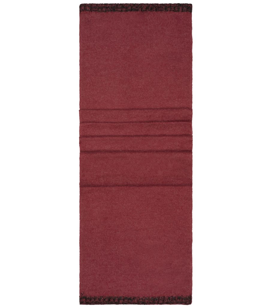 MB7305, Oberfläche Strickschal Myrtle red/anthracite-melange mit an beiden Ripp-Design zweifarbiges leicht Melierter Strickschal Beach Schalenden angerauter