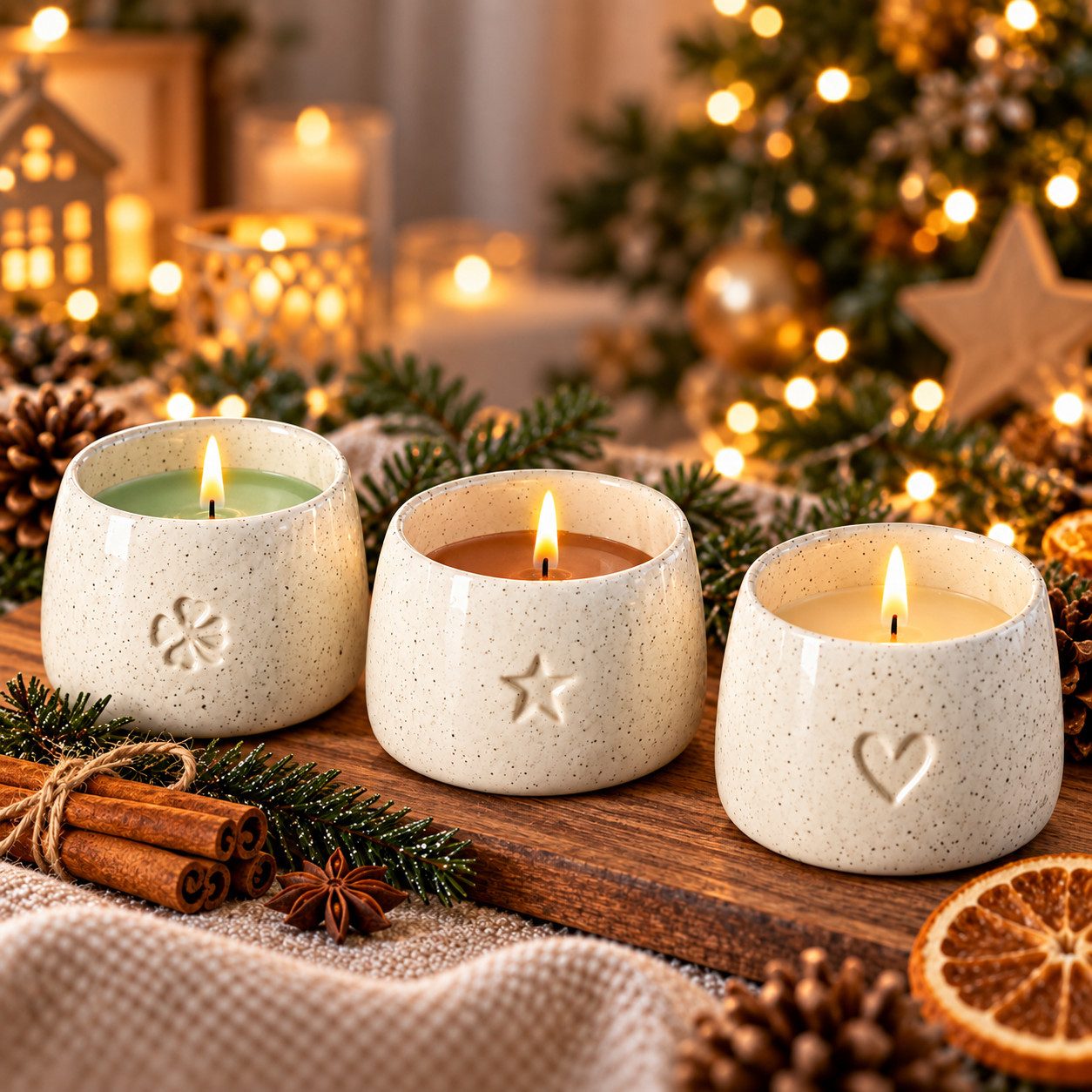 Weltbild Duftkerze Duftkerzen Teelichter 3er Set Zimt Tanne Vanille Kerzen Weihnachtsdeko, Adventsdeko Wohndeko Aromakerzen Duftkerze Teelicht