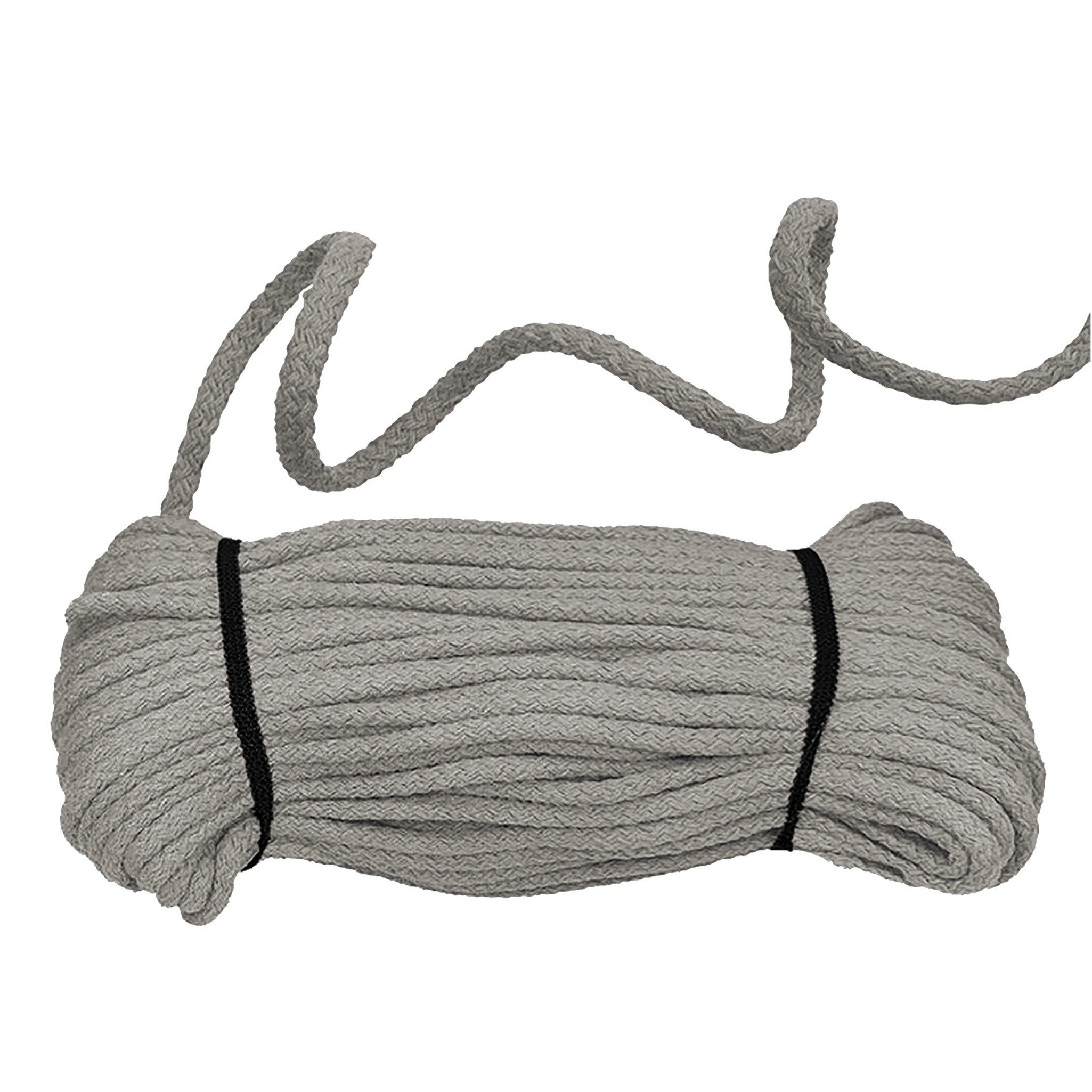 maDDma Kordel Baumwoll-Kordel geflochten 50m x 8mm Baumwoll-Schnur Bekleidungskordel, grau