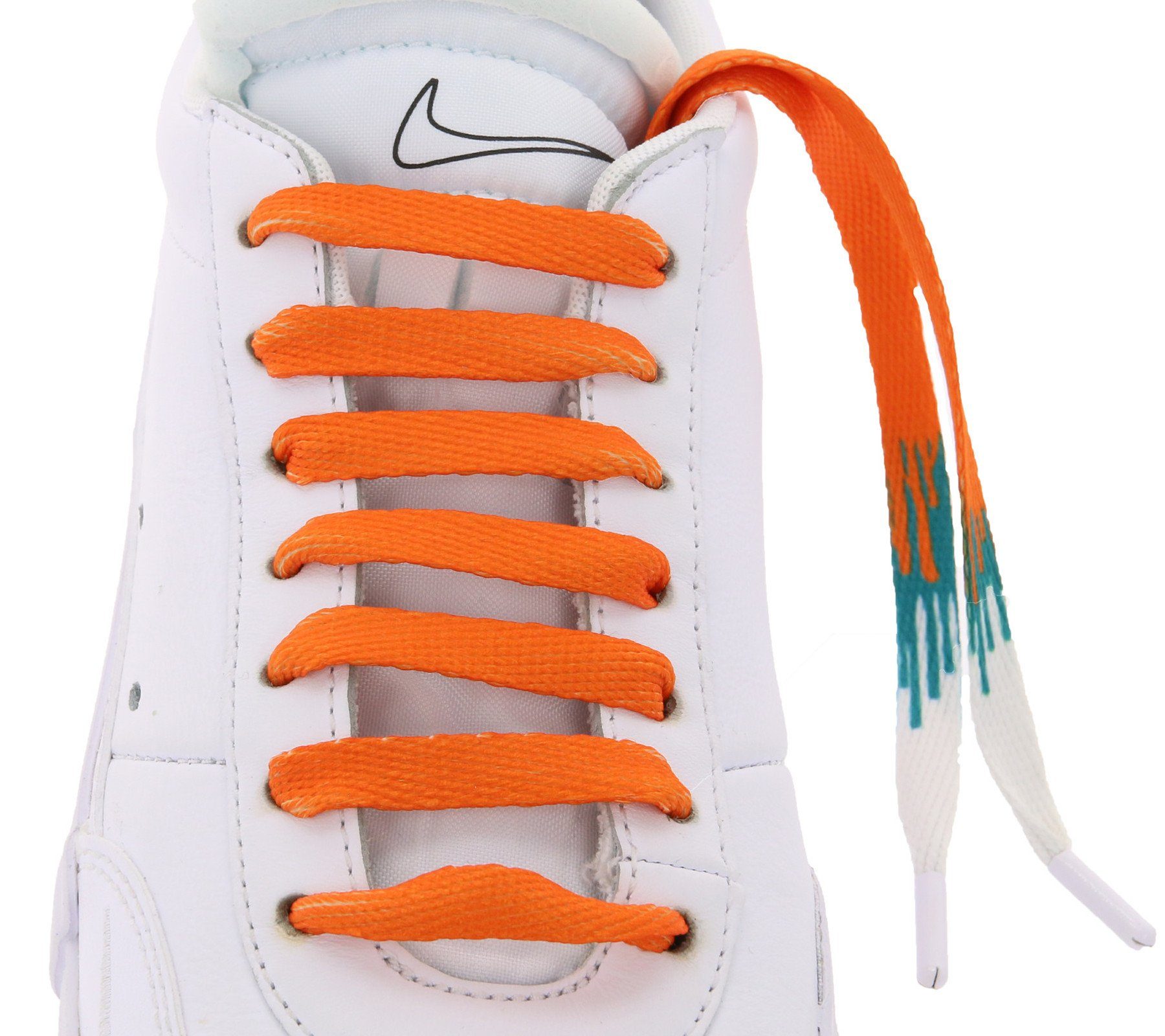 Schnürsenkel Tubelaces Schnürsenkel Orange/Weiß Schuhe TubeLaces Schuhbänder trendige Schnürbänder