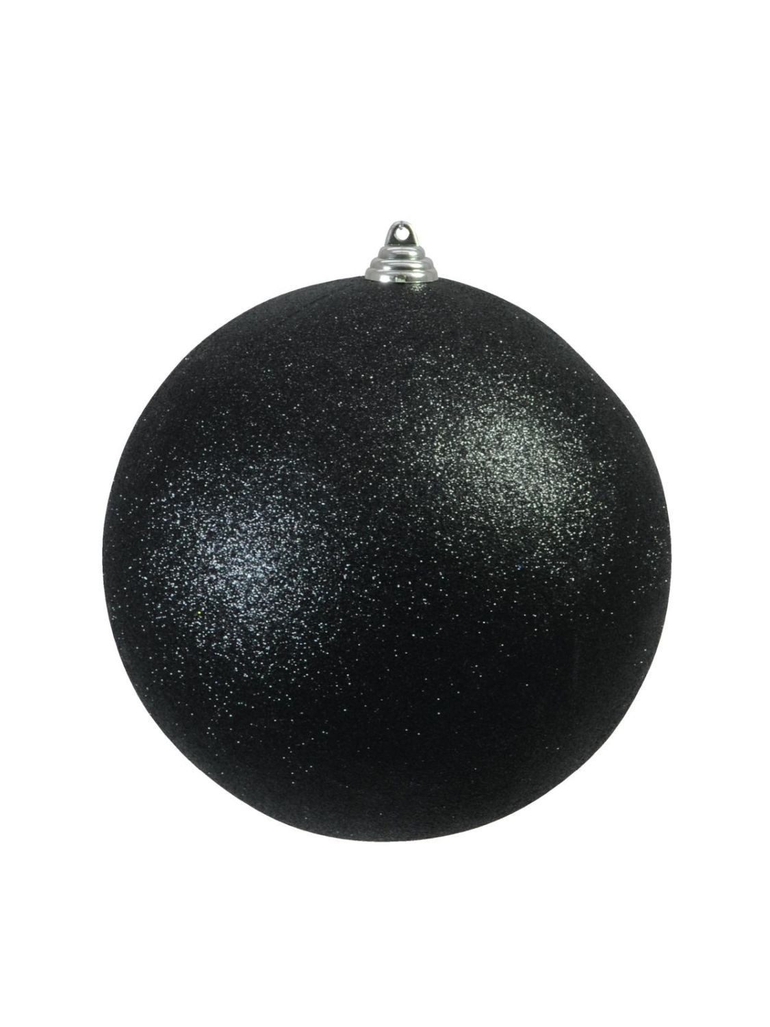 INNA-Glas Christbaumschmuck Weihnachtskugel Canela, Glitzer, schwarz, Ø20cm