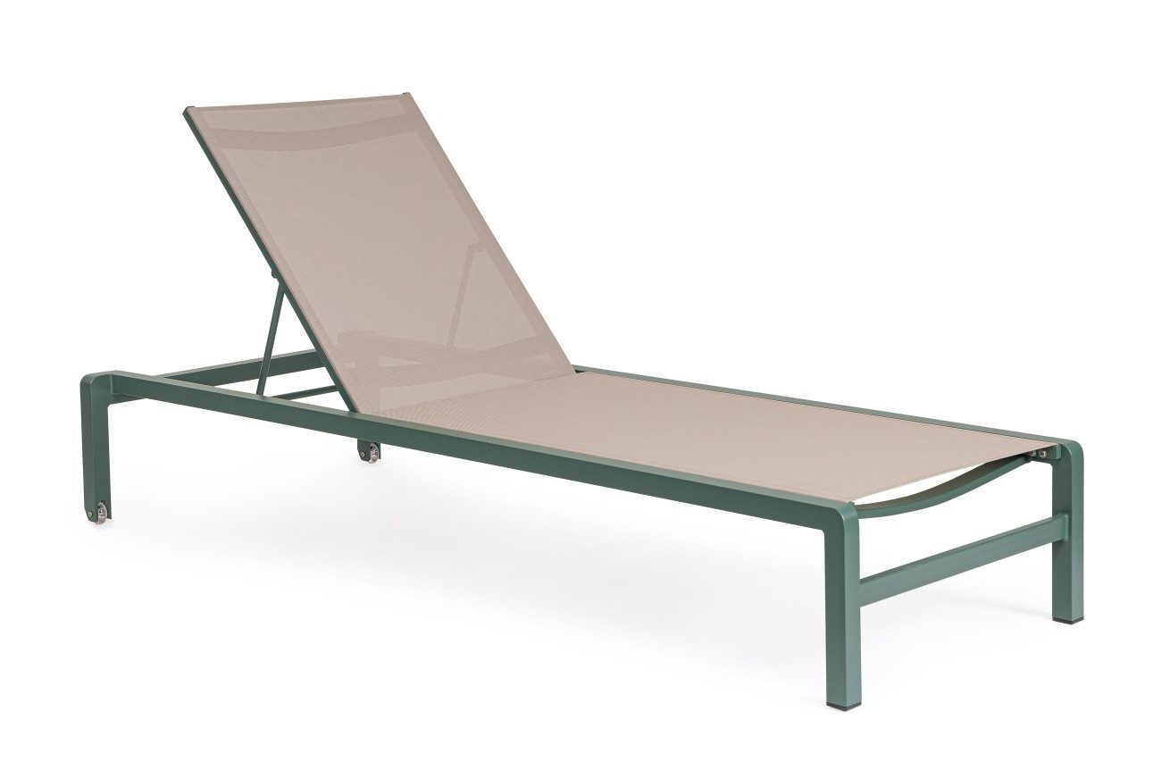Bizzotto Gartenliege Konnor 2er-Set Aluminium, Balsam, verstellbare Rückenlehne (6 Positionen) & Rollen
