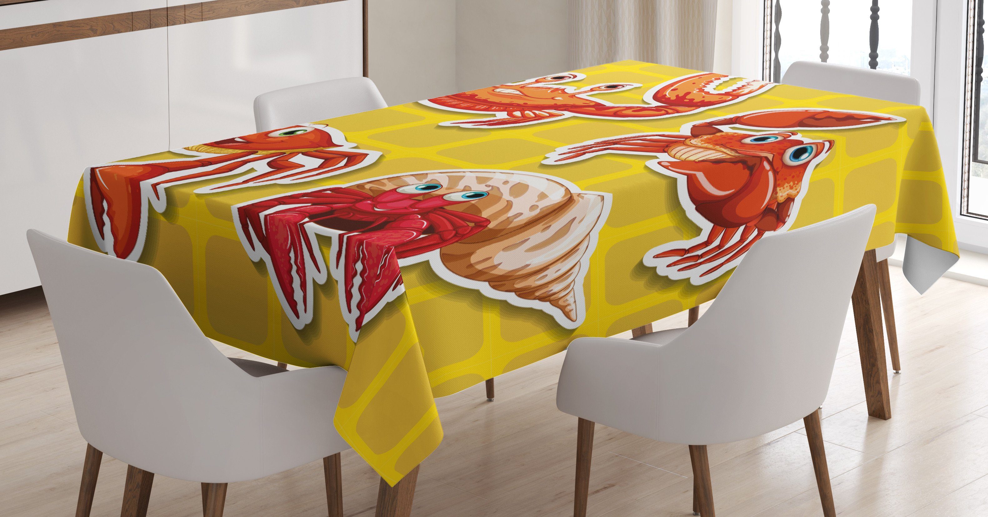 Abakuhaus Tischdecke Farbfest Waschbar Für den Außen Bereich geeignet Klare Farben, Karikatur 4 verschiedene Crabs