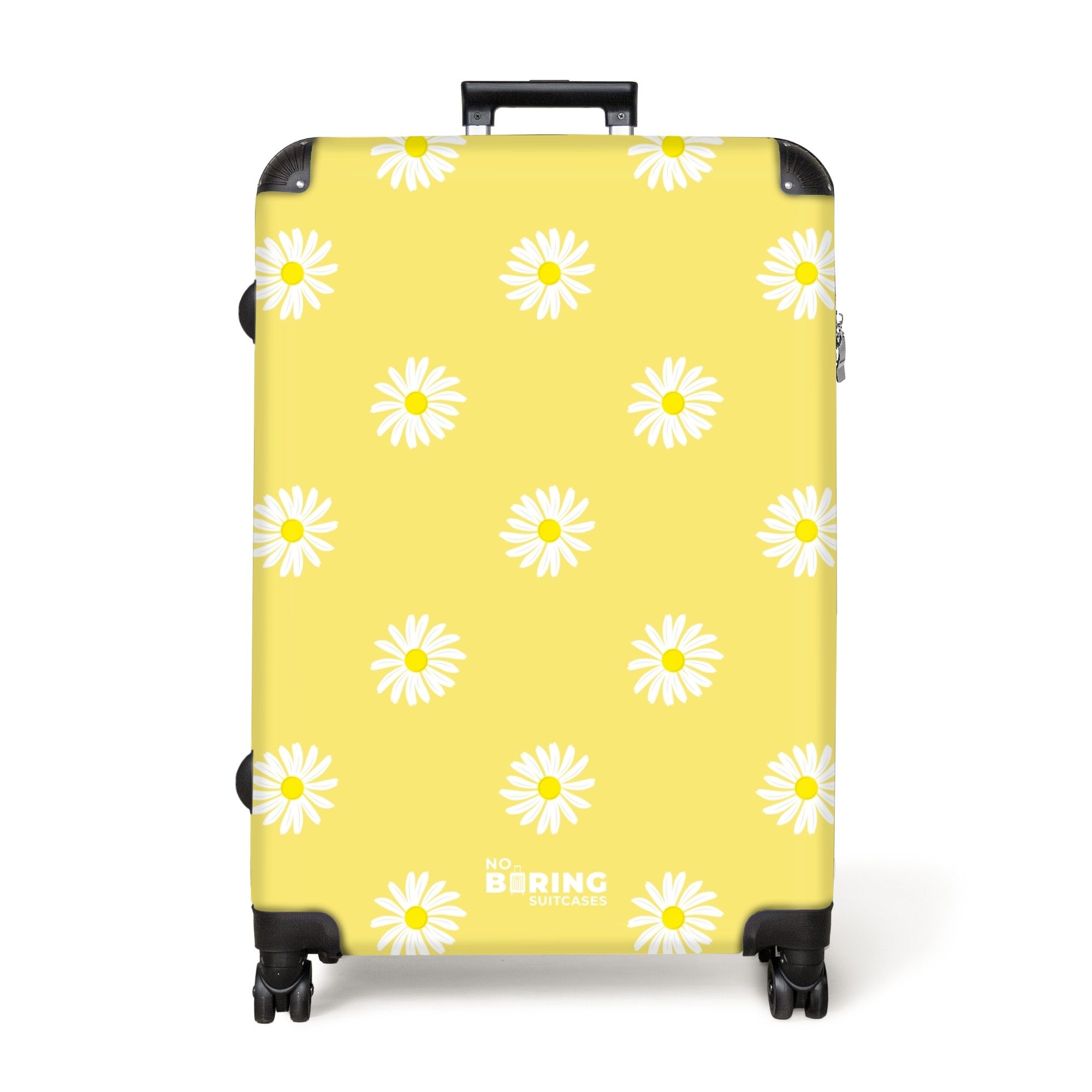 NoBoringSuitcases.com© Hartschalen-Trolley Pastellgelb mit Gänseblümchen 77 günstig online kaufen