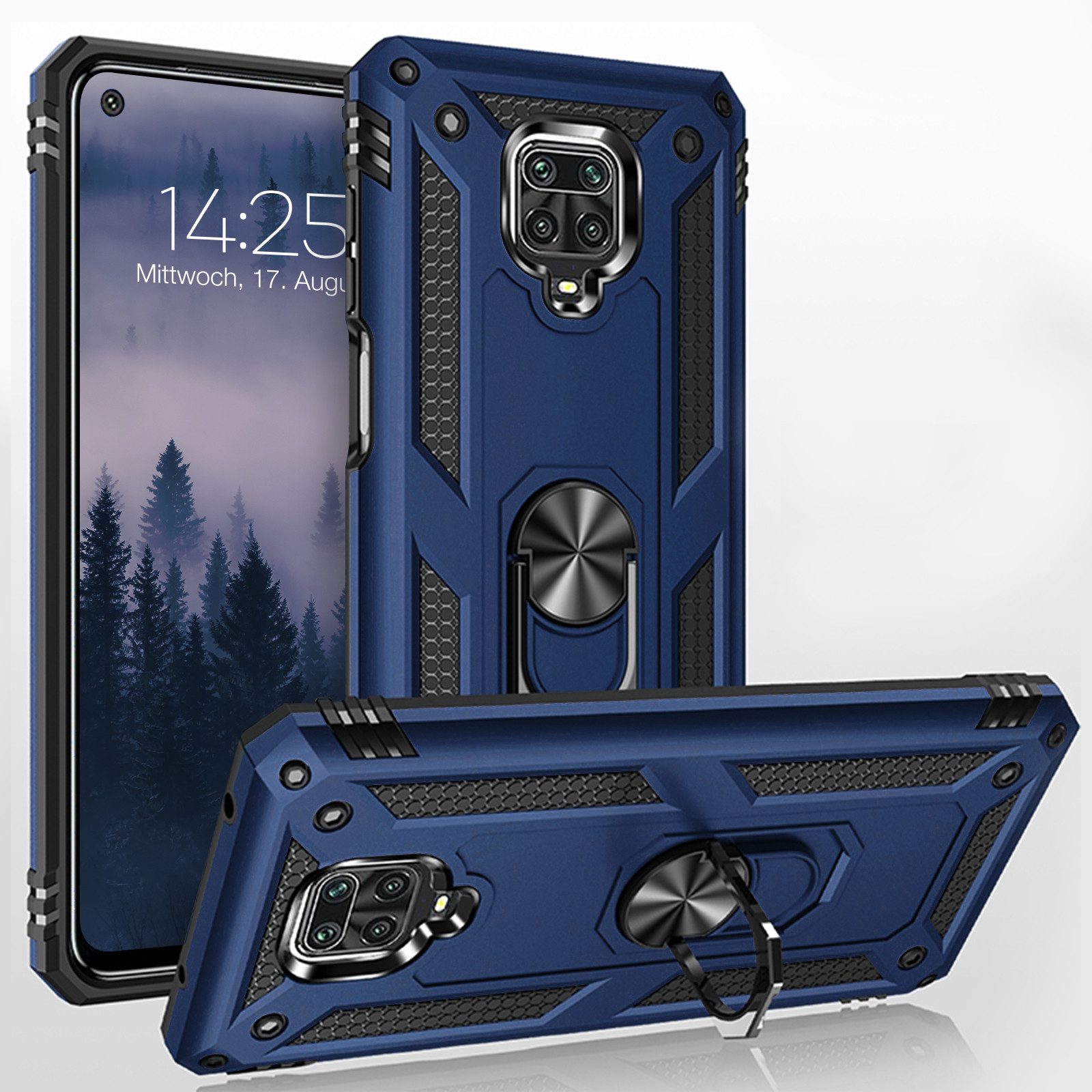 Tec-Expert Handyhülle Outdoor Cover Hülle für Xiaomi Redmi Note 9 Pro 6.67 Zoll, 6.67, Premium Hülle aus verstärktem Polycarbonat