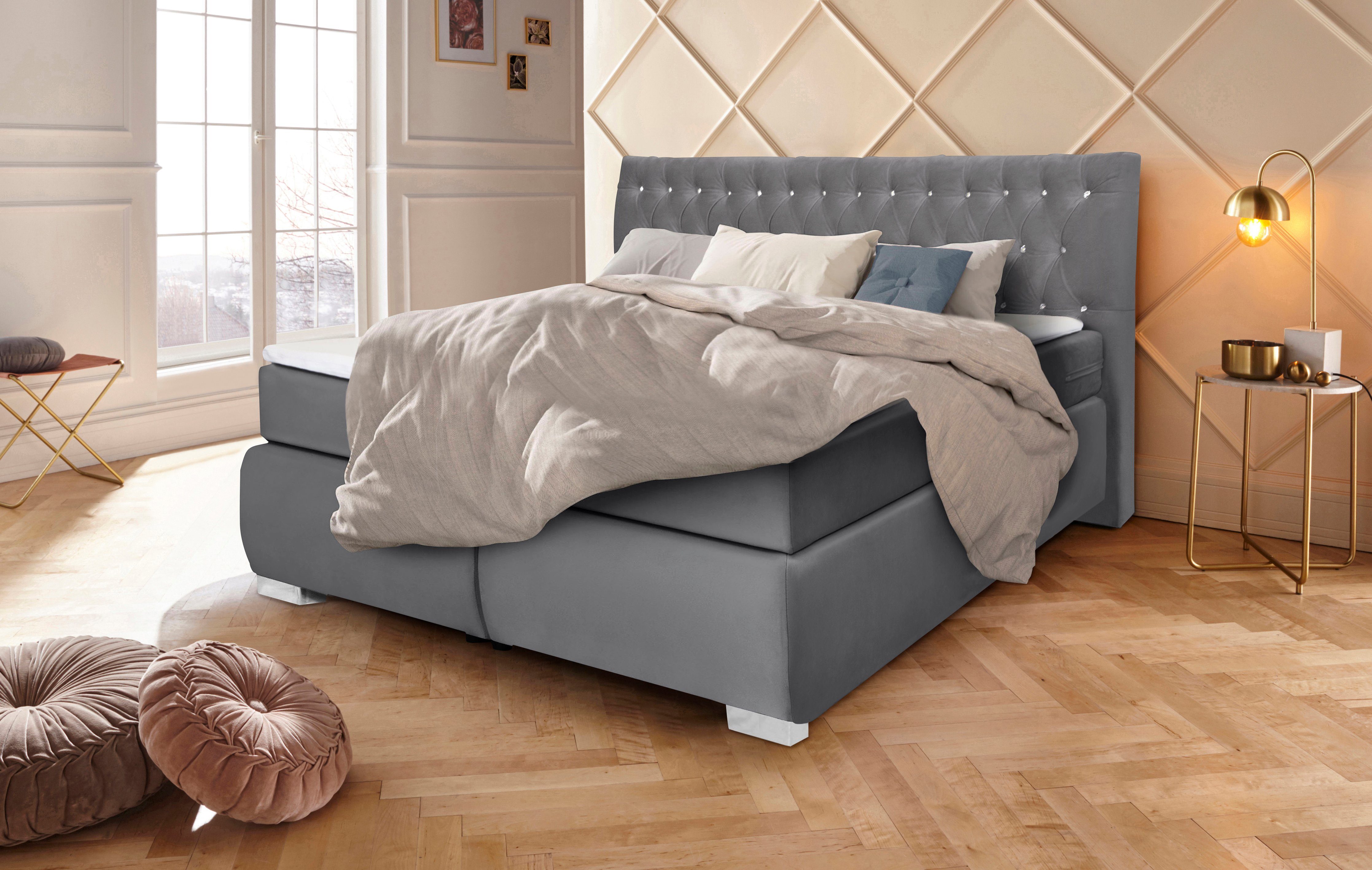 Leonique Boxspringbett Rumba, Taschenfederkern-Matratze in Härtegrad günstig online kaufen