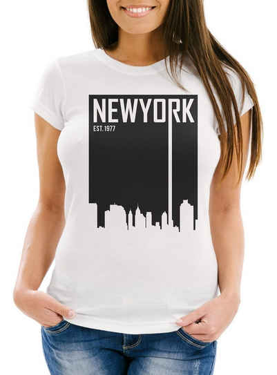 Neverless Print-Shirt Damen T-Shirt New York Skyline Aufdruck Slim Fit Neverless® mit Print