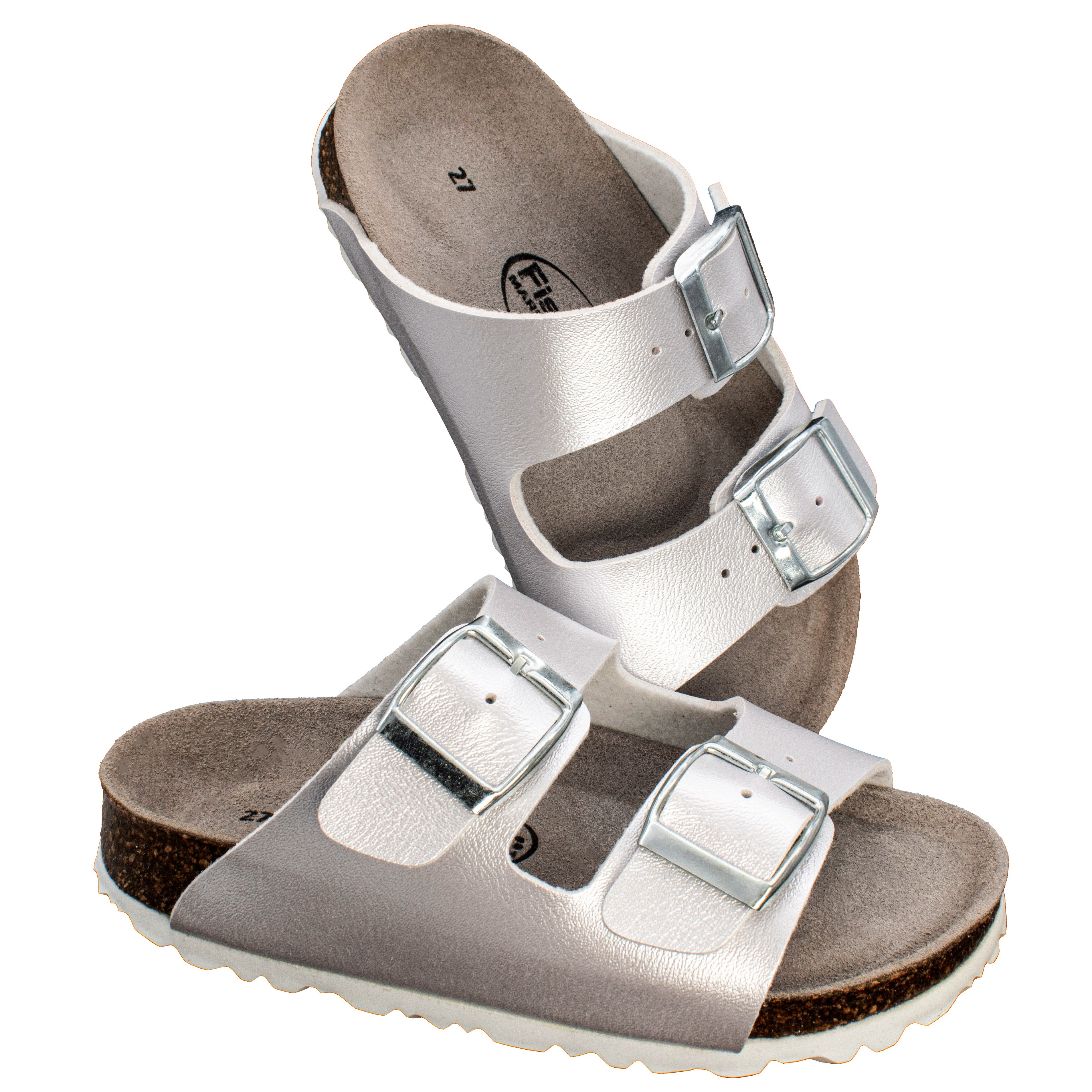 Fischer-Markenschuh Hawaii Pantolette aus Vegano (Lederimitat), mit Fleecefutter, gepolstertes Fußbett