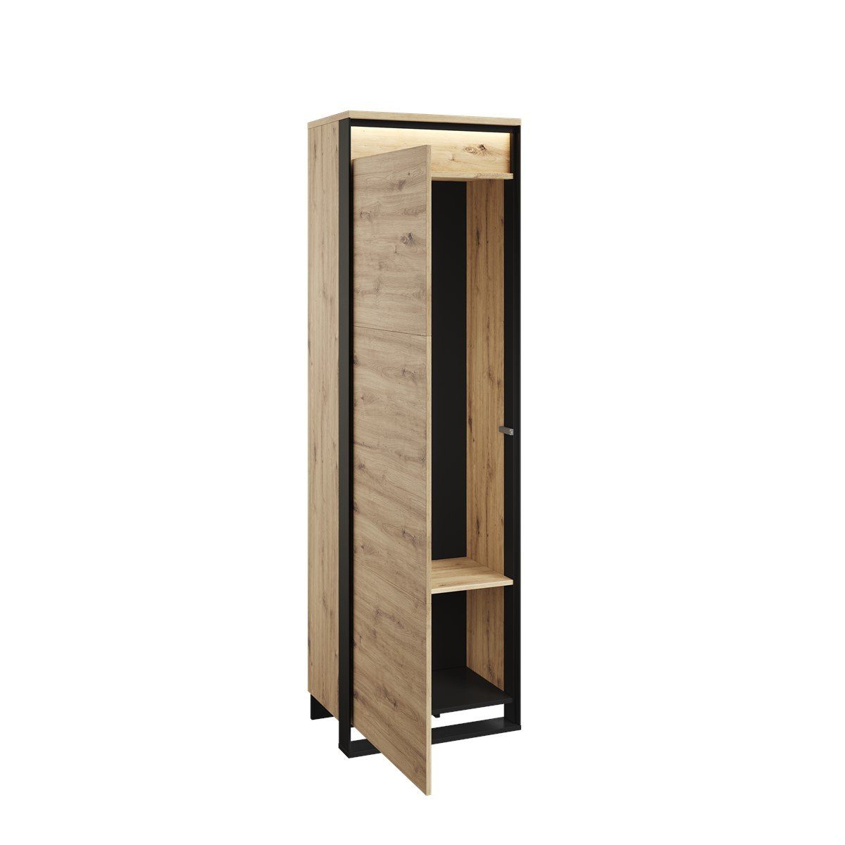 Compleo Kleiderschrank für den Flur LIMA, Öffnungssystem push to open, LED-Beleuchtung Loft stil – Bild 5 von 5