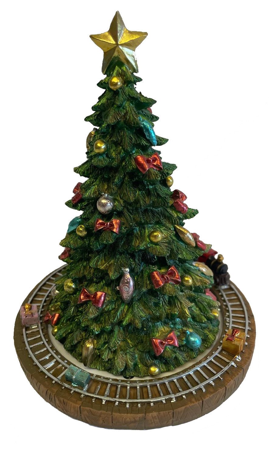 Wurm Spieluhr Spieluhr geschmückter Tannenbaum mit sich drehendem Zug und Musik