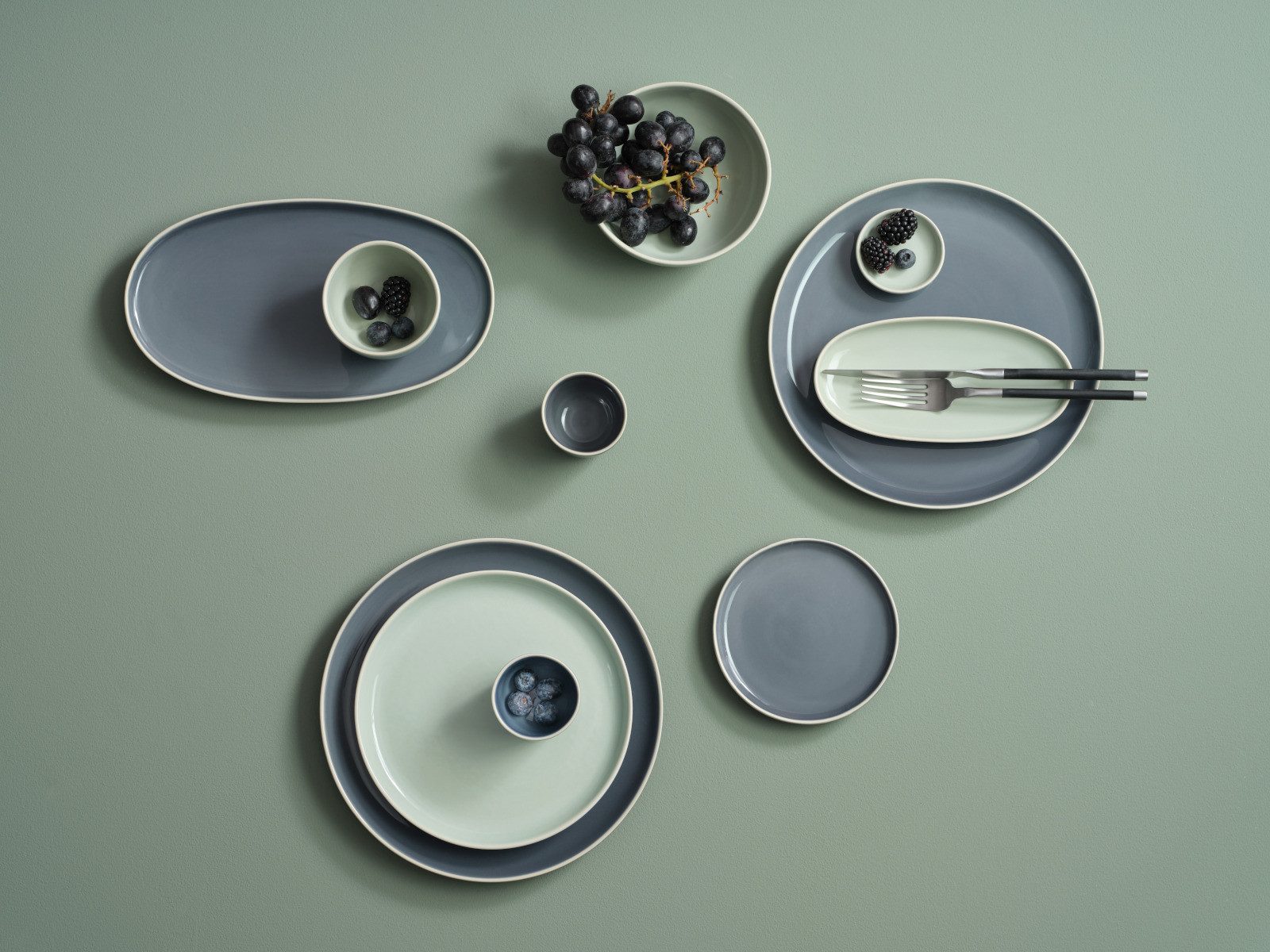 ASA SELECTION Servierplatte semana Platte oval herb 28,5x16x2,2cm, Steinzeug, (Platten oval)