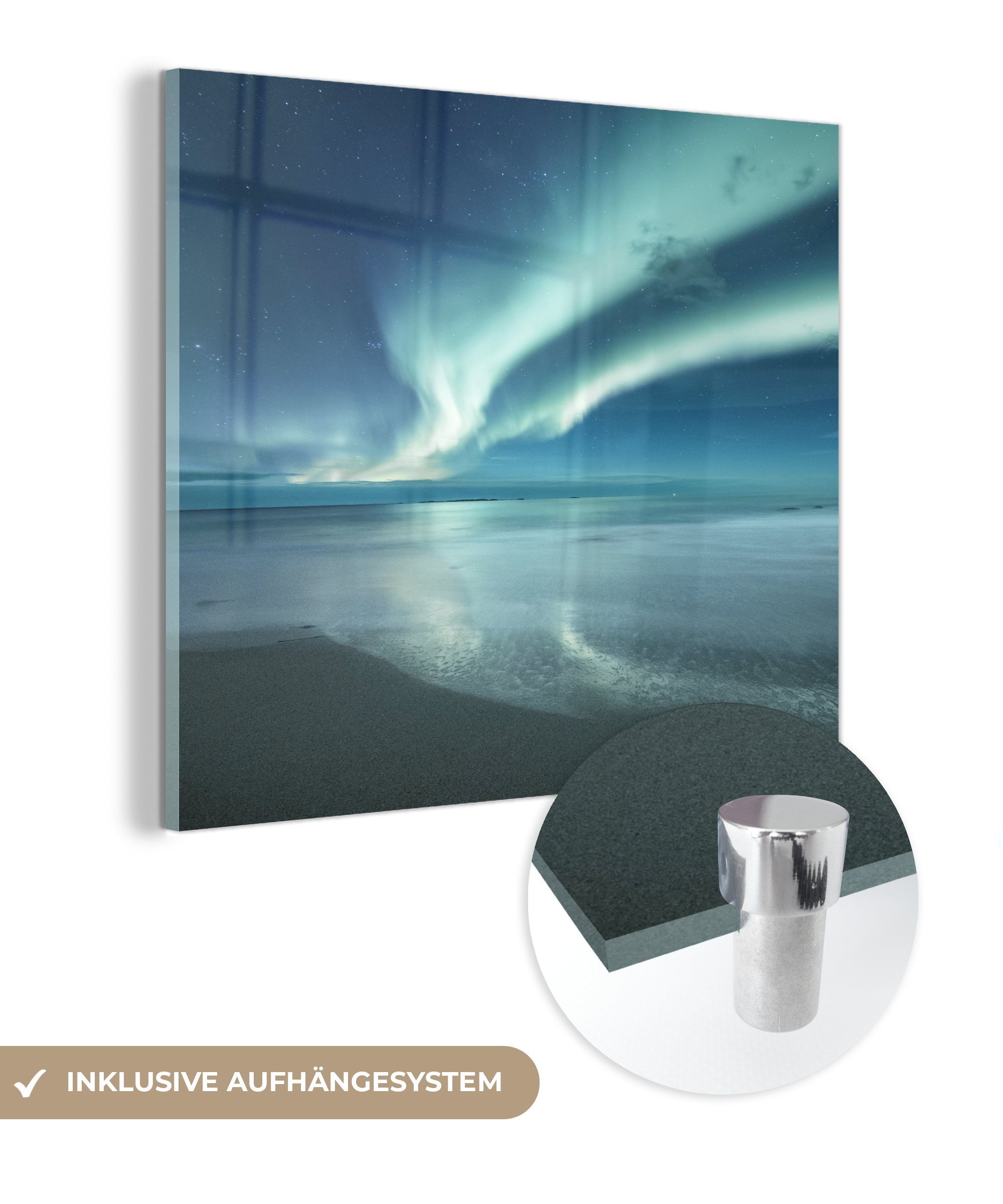MuchoWow Acrylglasbild Nordlicht - Strand - günstig online kaufen