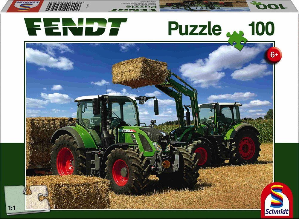 Schmidt Spiele GmbH Puzzle Fendt 724 Vario, Fendt 716 Vario Frontlader  Cargo 4x85 56256, 100 Puzzleteile