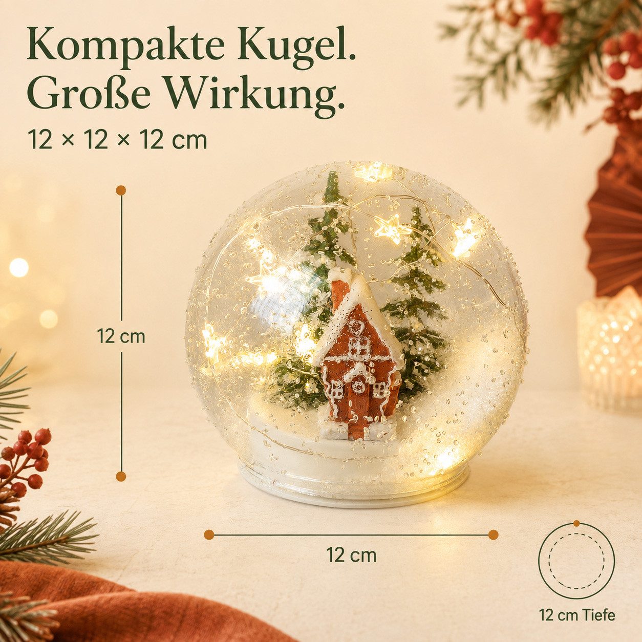 formano LED Dekolicht LED Deko-Kugel Winterlandschaft mit Timer, 12 cm Weihnachten, LED fest integriert – Bild 4 von 5