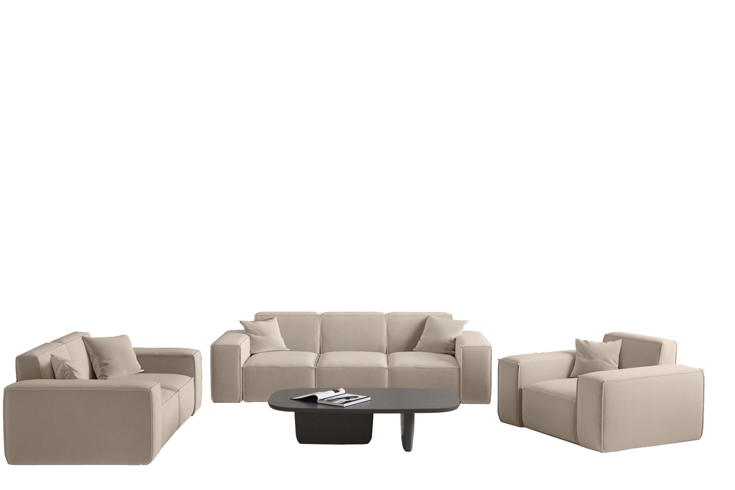 Fun Möbel Polstergarnitur Sofaset Designersofa CELES Premium 3-2-1 in Stoff, (inkl. 5 Zierkissen, Sofaset Designersofa CELES PREMIUM 3-2-1 in Stoff)