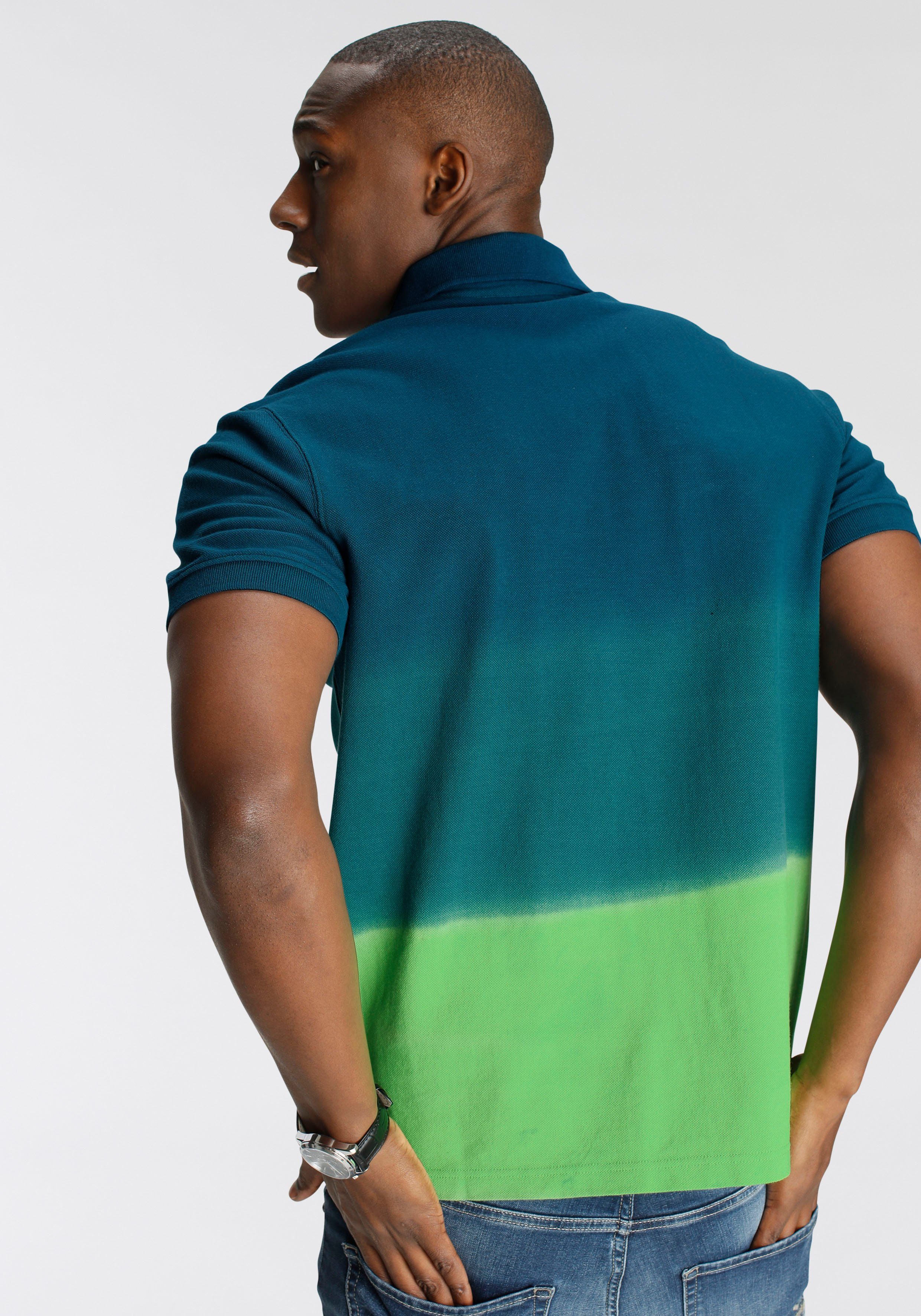 Poloshirt mit NEUE und MARKE! modischem Farbverlauf Print- DELMAO