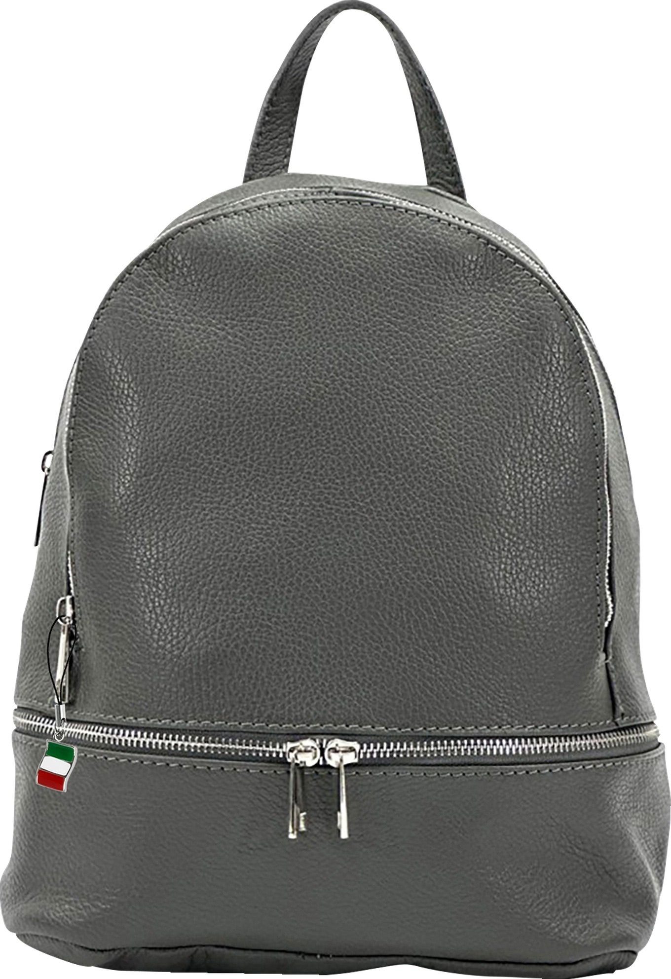 FLORENCE Cityrucksack Florence Rucksack Damen Echtleder, Damen Leder Cityrucksack, grau ca. 32cm