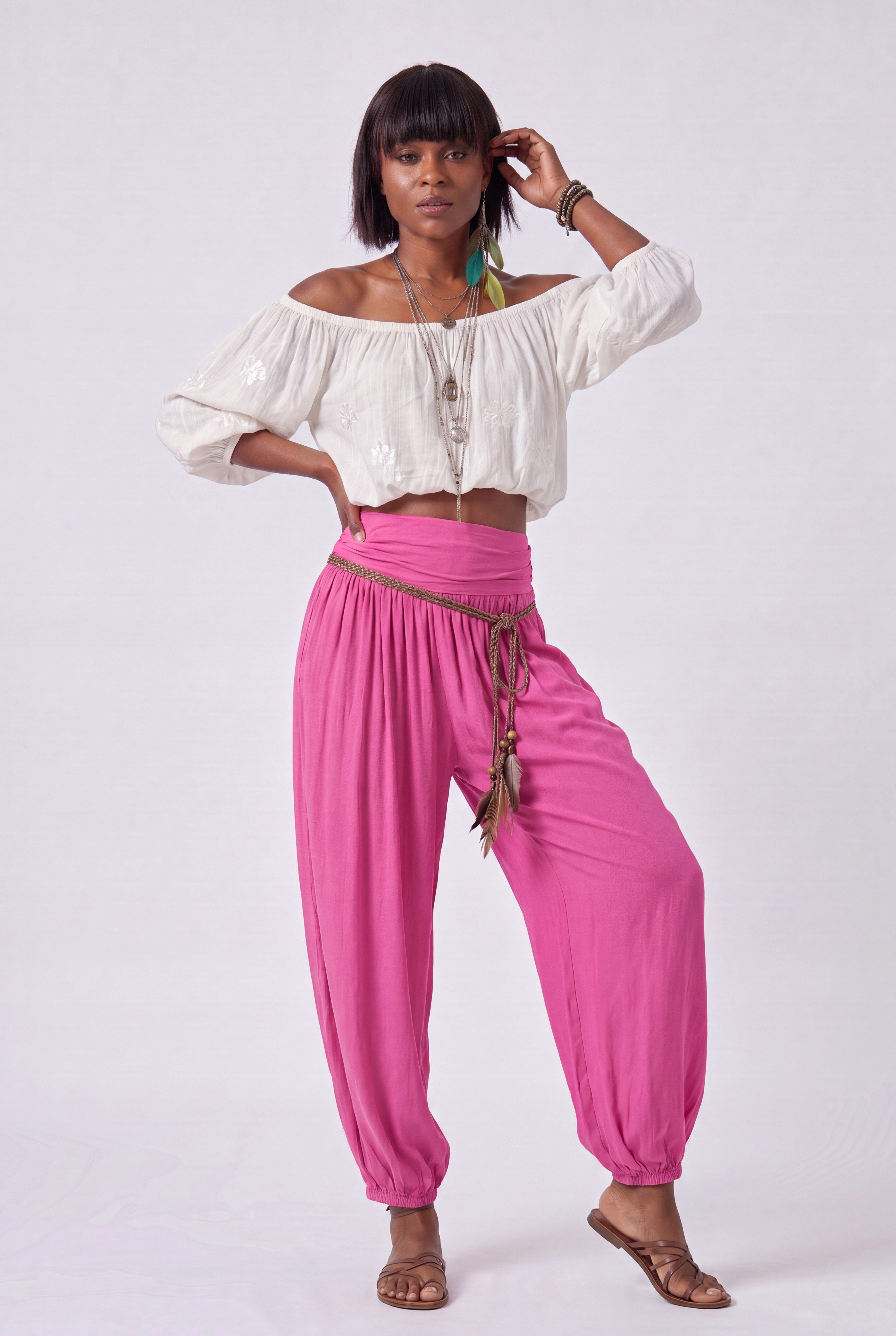 YC Fashion & Style Haremshose Damen Strandhose im Harem-Stil, Luftige Sommerhose aus 100 % Viskose in Unifarbe