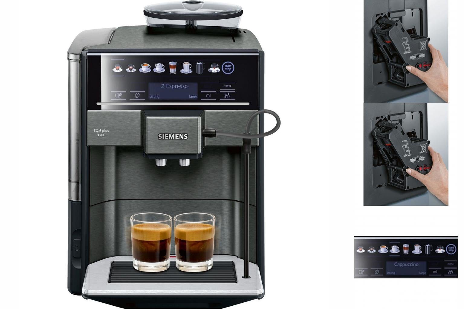 SIEMENS Kaffeevollautomat Superautomatische Kaffeemaschine Siemens AG TE657319RW Schwarz Grau 15