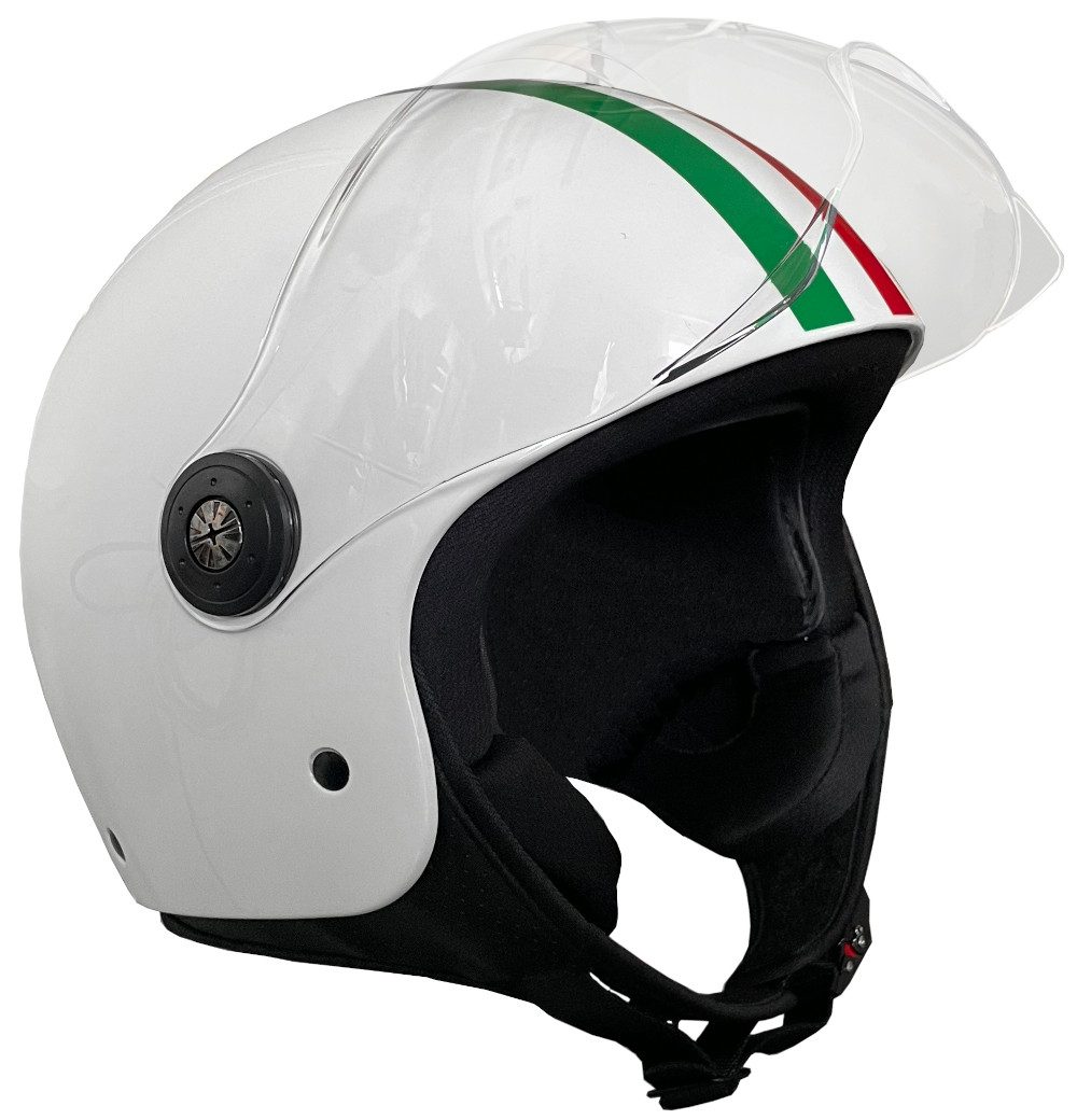 RALLOX Helmets Motorradhelm Jethelm 229 Italia weiß glanz Rollerhelm Motorradhelm S M L XL