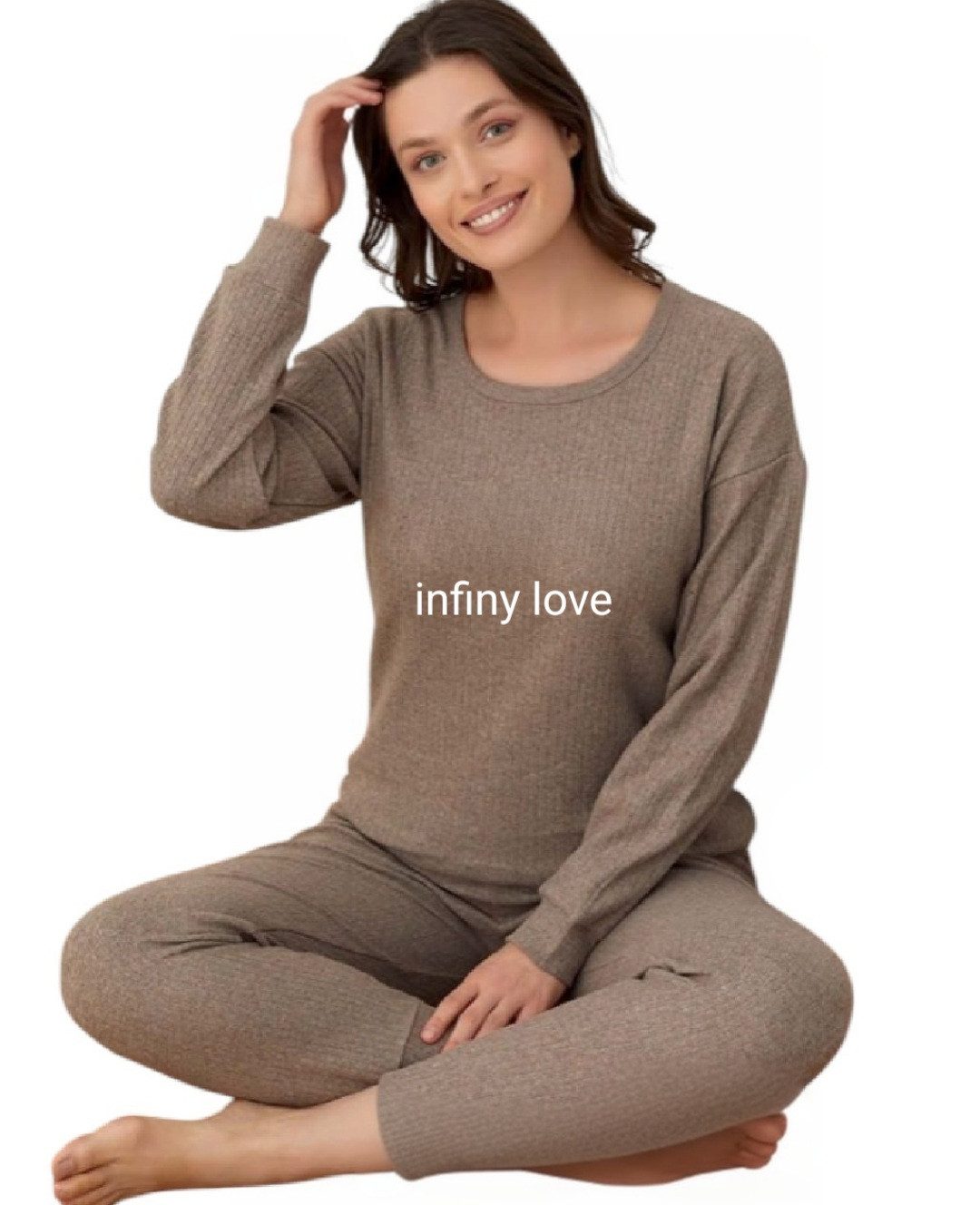 fashionshowcase Schlafanzug Pyjama Damen Hausanzug Set mit Schriftzug 100% günstig online kaufen