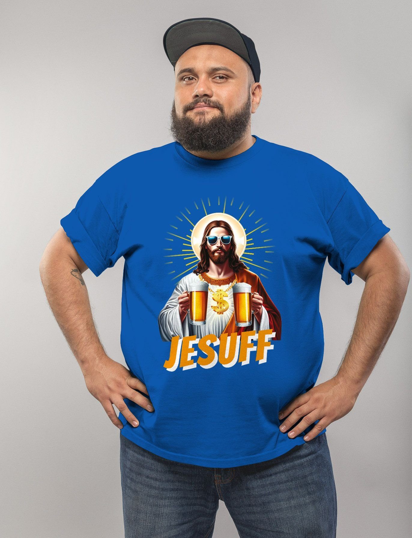 MoonWorks Print-Shirt Herren T-Shirt Bier Jesus günstig online kaufen
