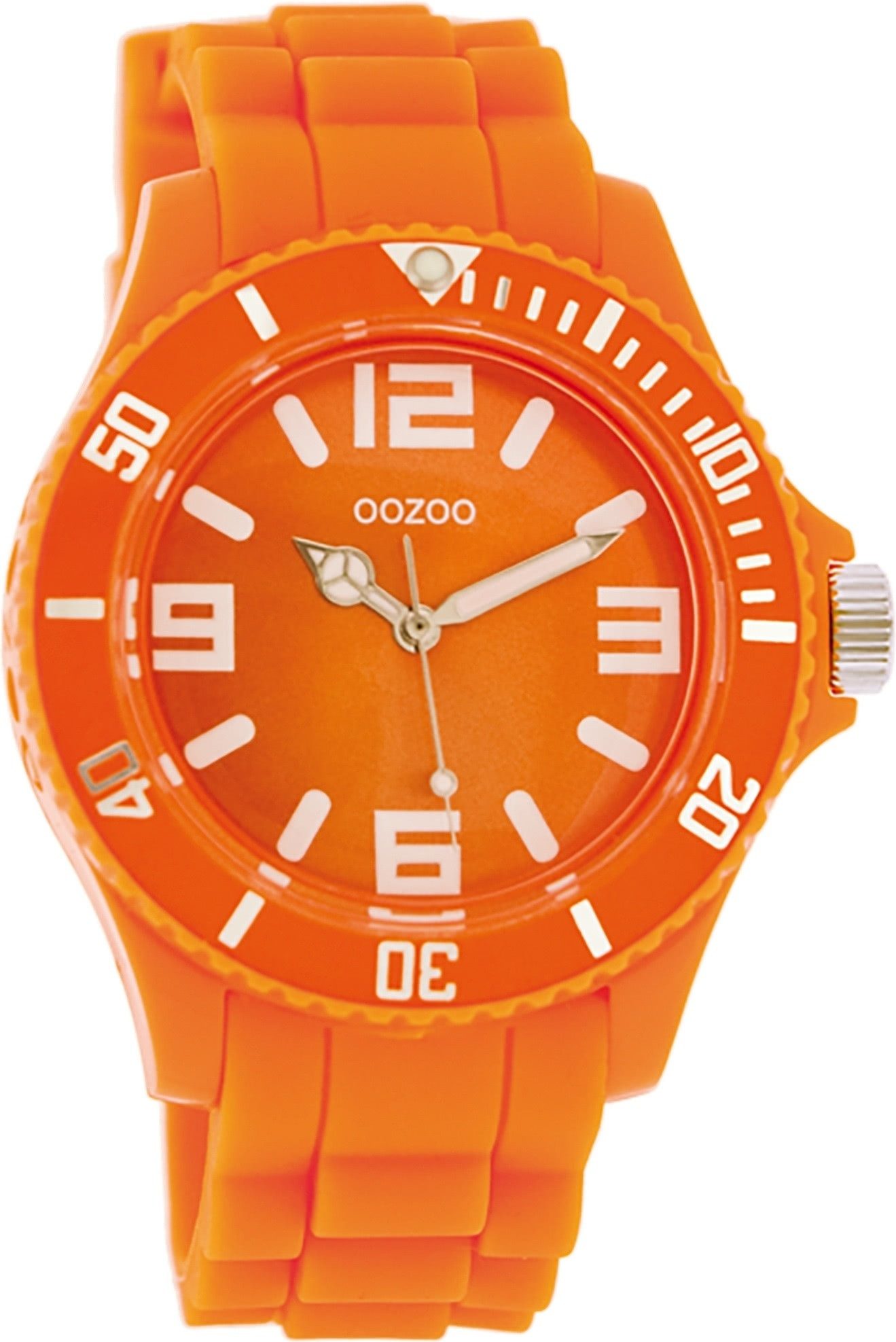 OOZOO Quarzuhr Oozoo Unisex Armbanduhr Vintage Series, (Analoguhr), Damen, Herrenuhr rund, groß (ca. 43mm) Silikonarmband orange