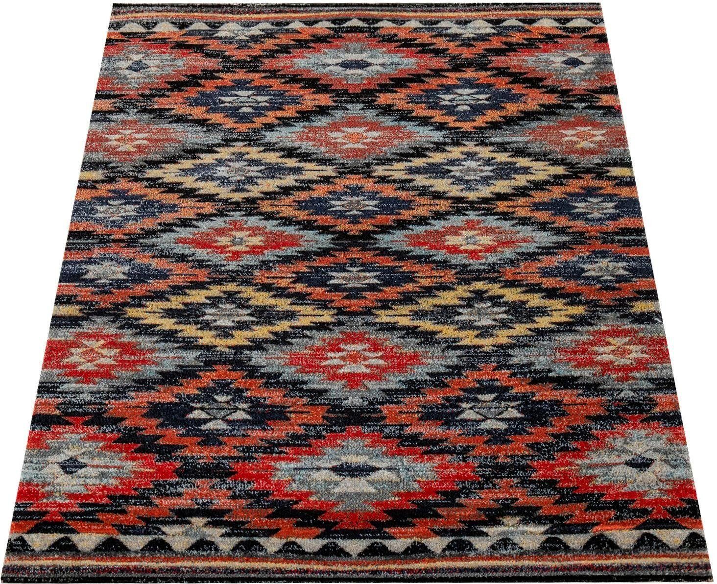 Paco Home Teppich Artigo 405, rechteckig, Höhe: 4 mm, Kurzflor, Rauten Muster, Vintage Design, In- und Outdoor geeignet