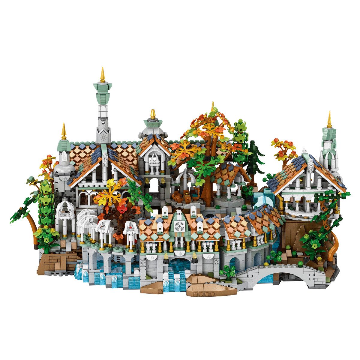 Reobrix 55015 Fantasy-Schloss Spielbausteine, (Architekturmodell, 4406 St., Fantasy-Gebäude aus 4406 Teilen), Fantasy-Architektur mit Pflanzen, Brücken und Wasserelementen