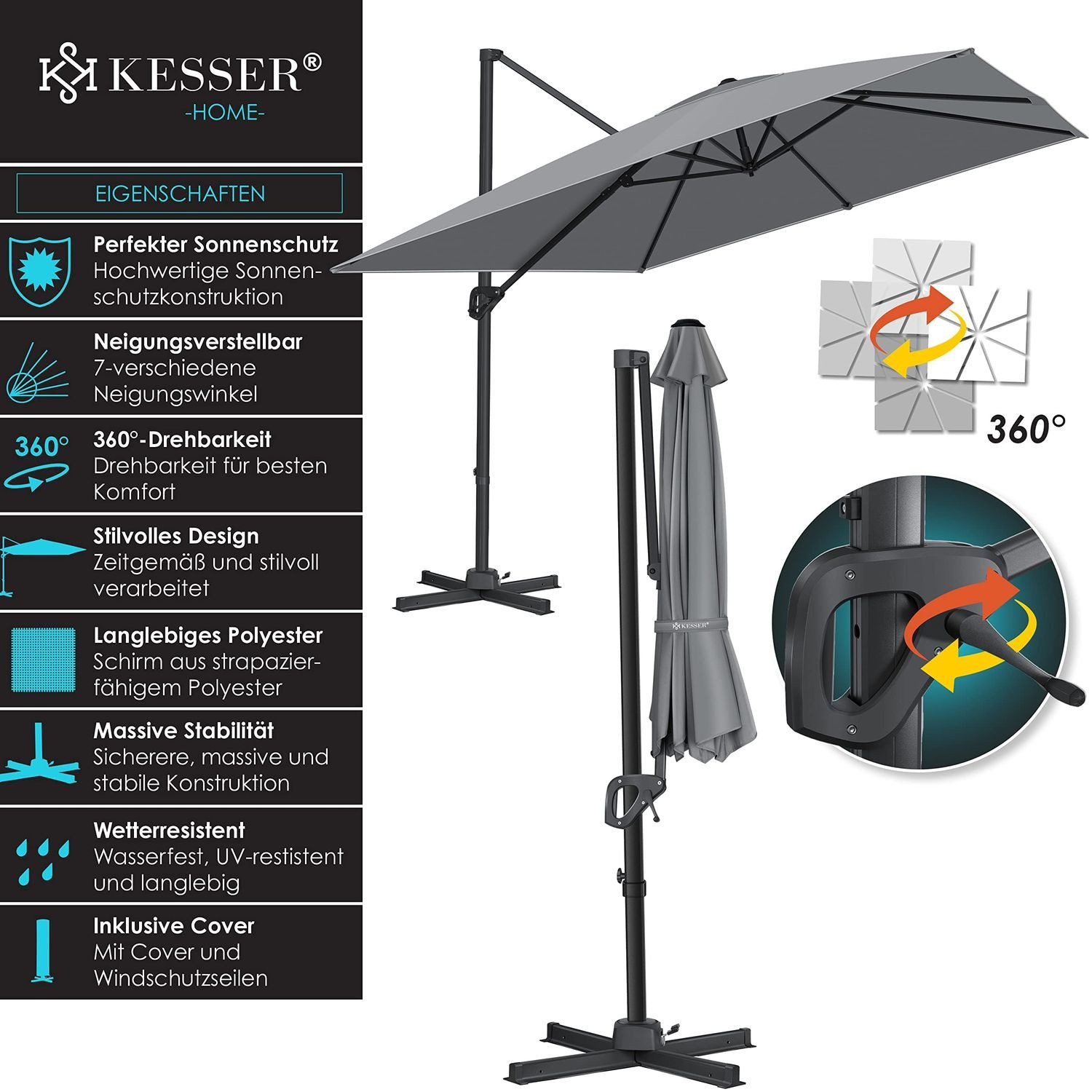 KESSER Ampelschirm, Sonnenschirm Ampelschirm SUN XL günstig online kaufen