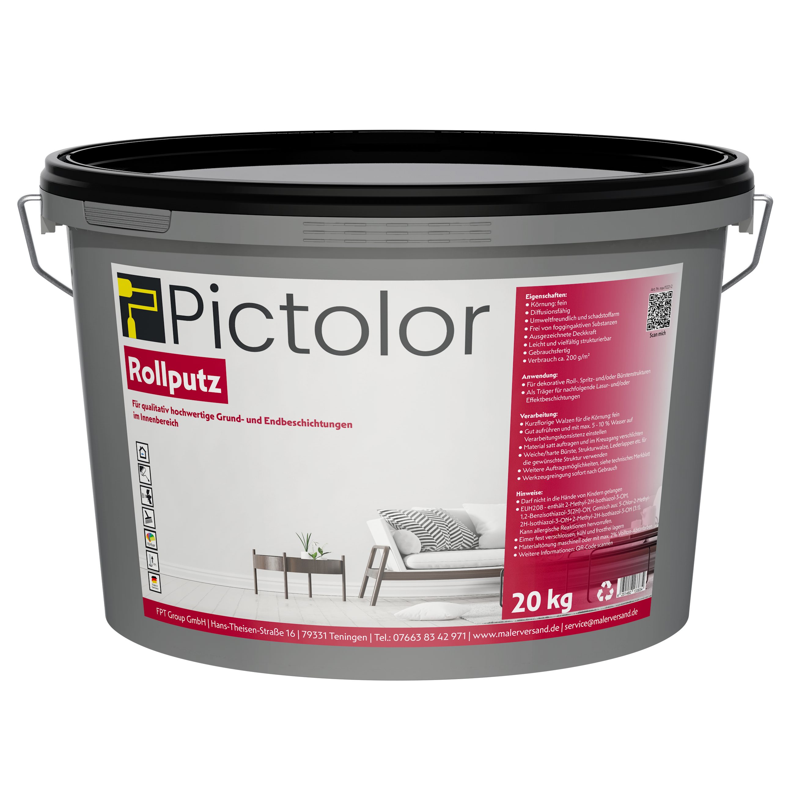 Pictolor Dispersions-Silikatputz Pictolor® Streichputz Rollputz 20 kg Mittel