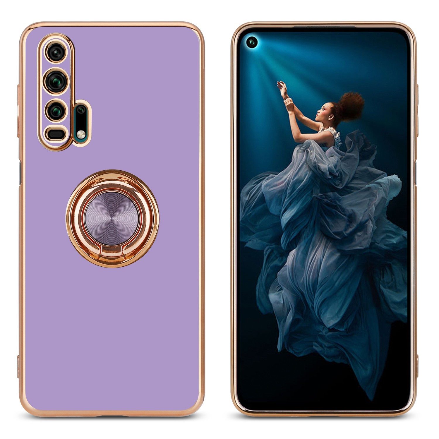 Cadorabo Handyhülle für Honor 20 PRO Hülle Honor 20 PRO, Schutzhülle - TPU Silikon Hülle - mit Kameraschutz und Ring