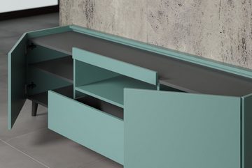 trendteam Lowboard Melton (Flat-TV Unterschrank in Dust Blue), trendiges Designmöbel