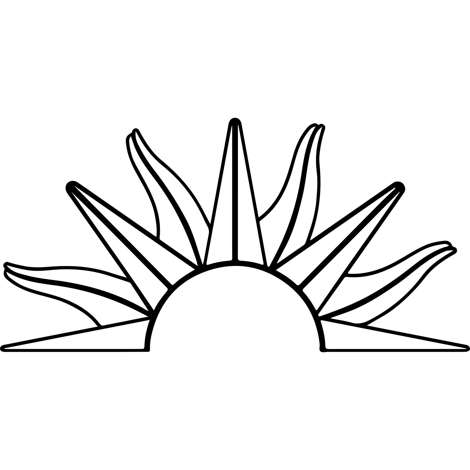 Jumpeak Wanddekoobjekt Halbe Sonne, symmetrischer Sonnengraph, halbgeschlossener Graph, Hergestellt aus Metall,Schwarz,weiß,93*46