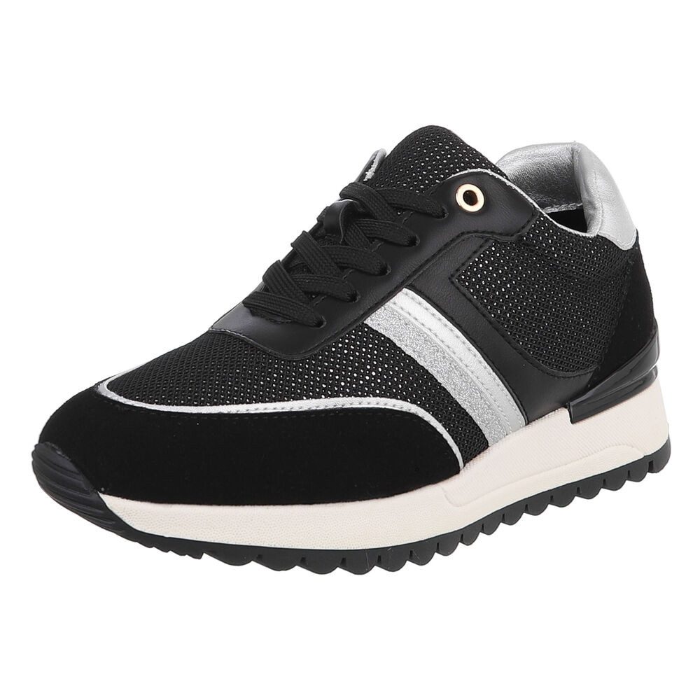 Ital-Design Eleganter Sneaker mit gepolsterter Innensohle für Damen Sneaker (91261467) Keilabsatz/Wedge Sneakers Low in Schwarz
