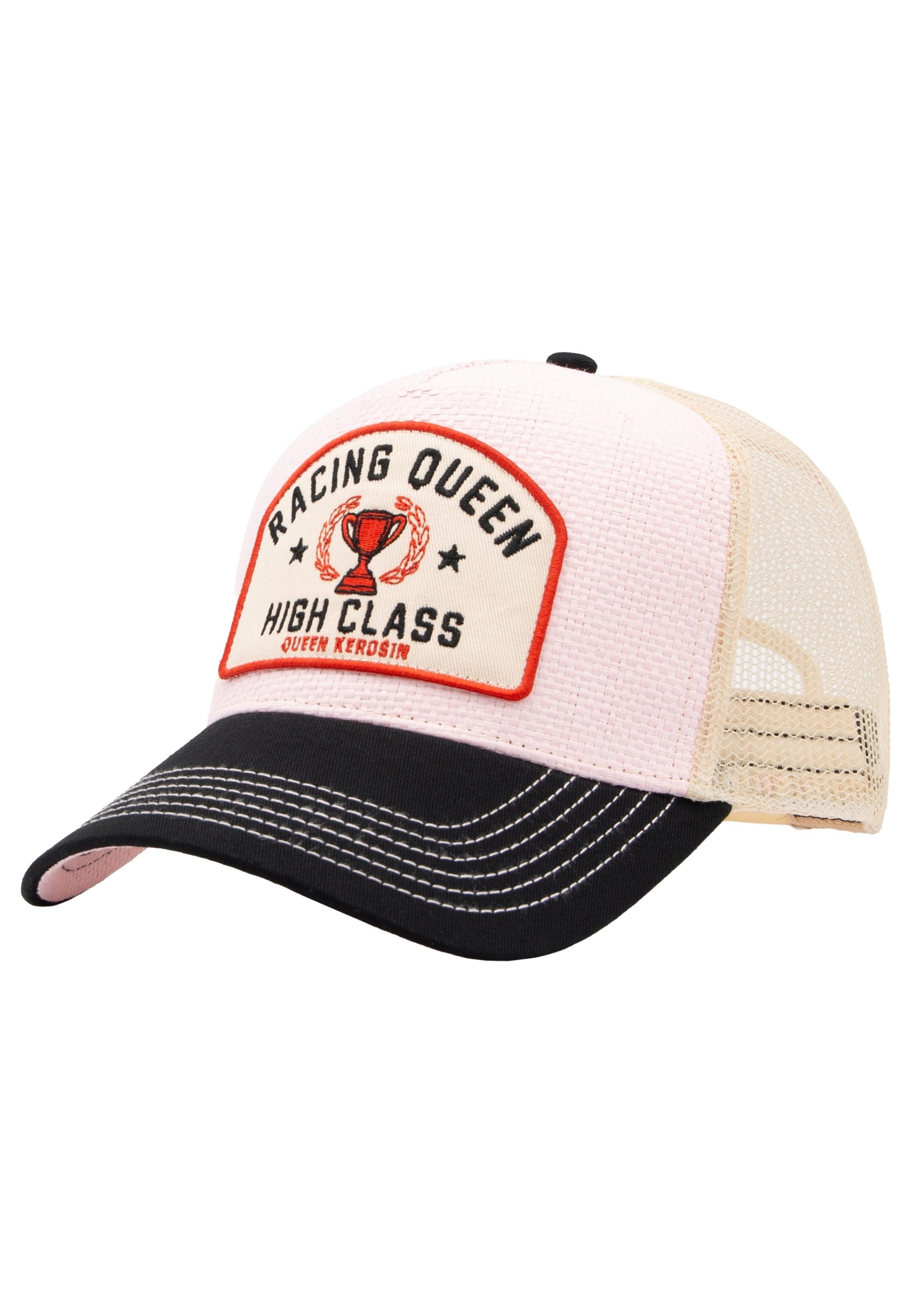 QueenKerosin Trucker Cap Racing Queen Frontpanel in Bast-Optik