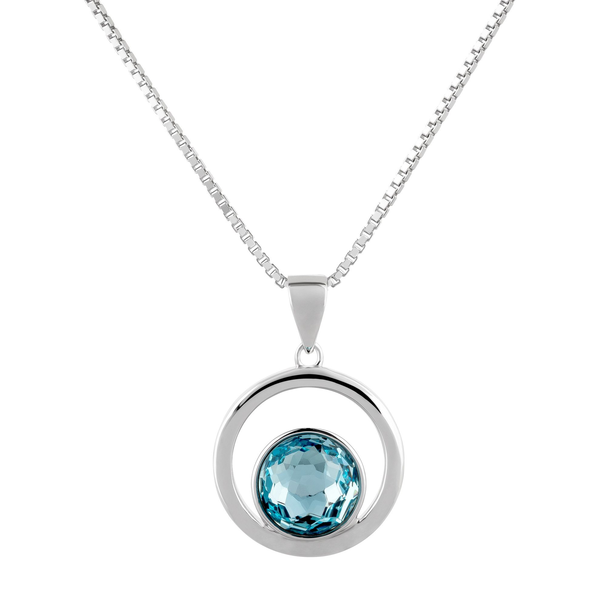 Schöner-SD Kette mit Anhänger Runder Anhänger mit Kristall und 925 Silber H günstig online kaufen