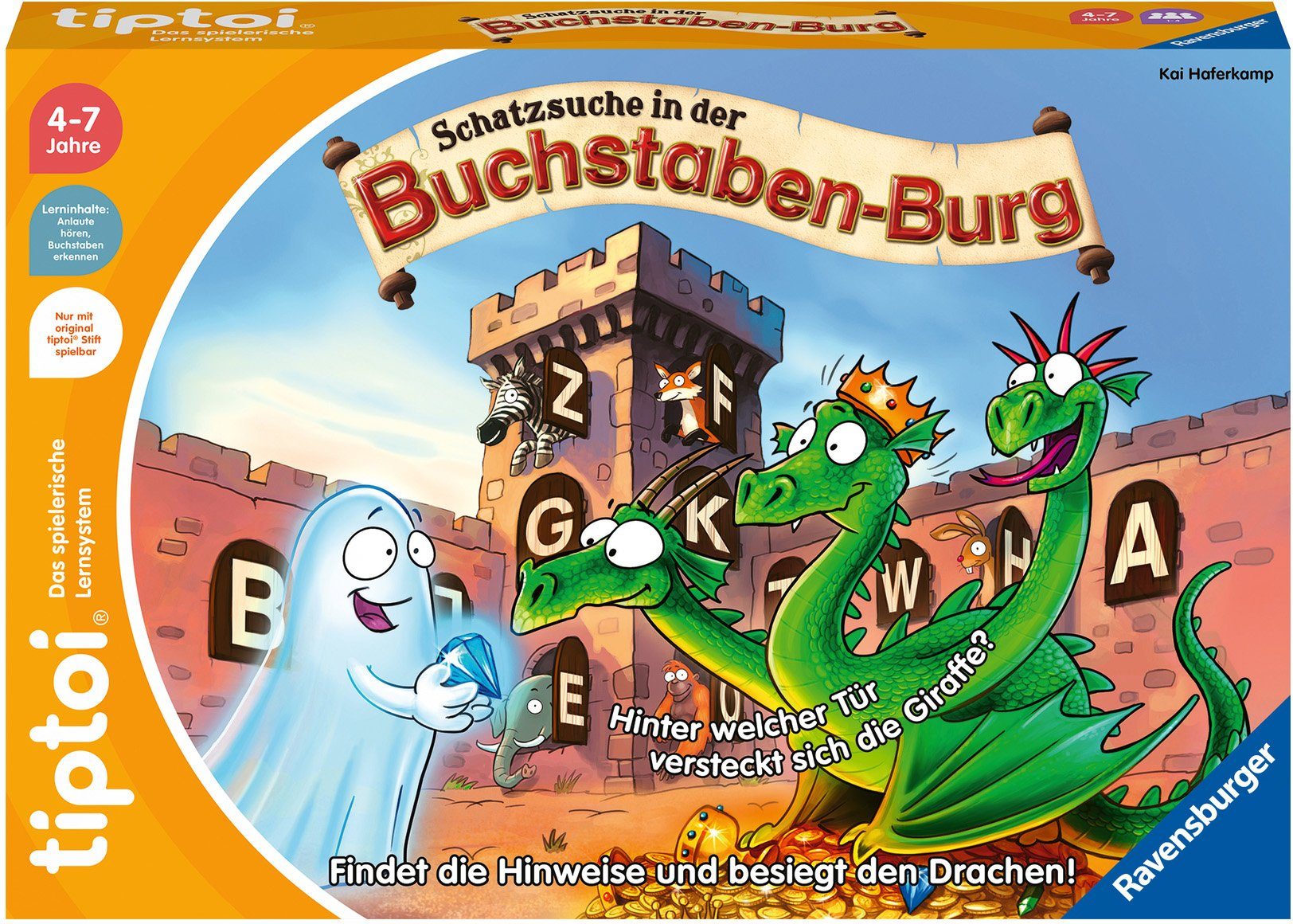 Ravensburger Spiel tiptoi® Schatzsuche in der Buchstaben-Burg, Made in Europe