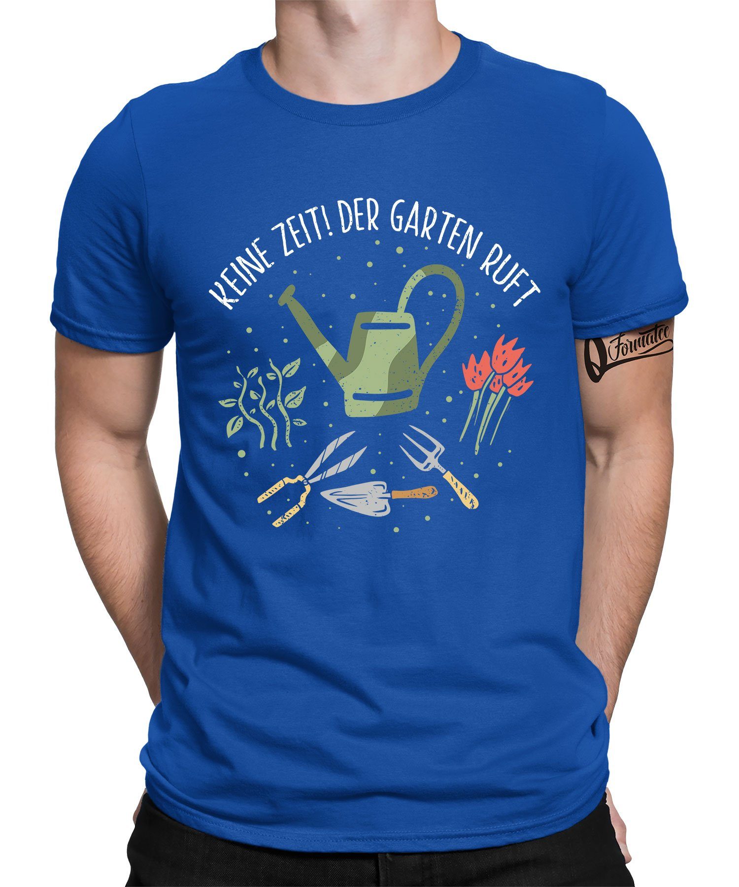 Quattro Formatee Kurzarmshirt Der Garten Ruft - Garten Gemüse Gärtner Hobbygärtner Herren T-Shirt (1-tlg) Blau | T-Shirts