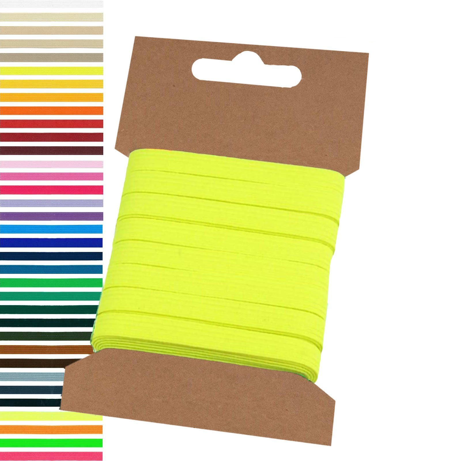 maDDma Webband 5m Gummiband 6,6mm Gummilitze Wäschegummi elastisches Band Wäscheband, neongelb