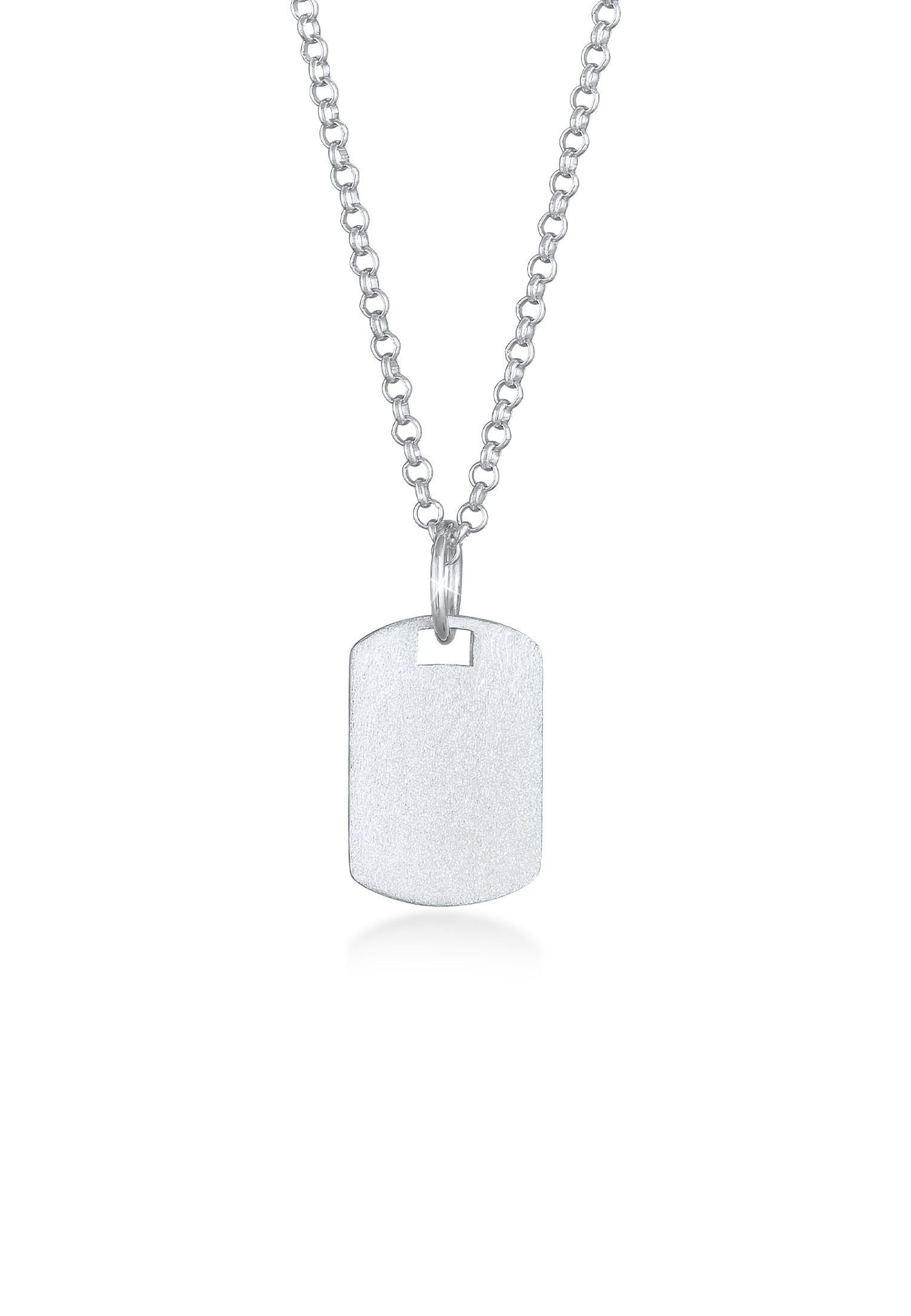 Kuzzoi Kette mit Anhänger Herren Dog Tag Military Platte Brushed 925 Silber