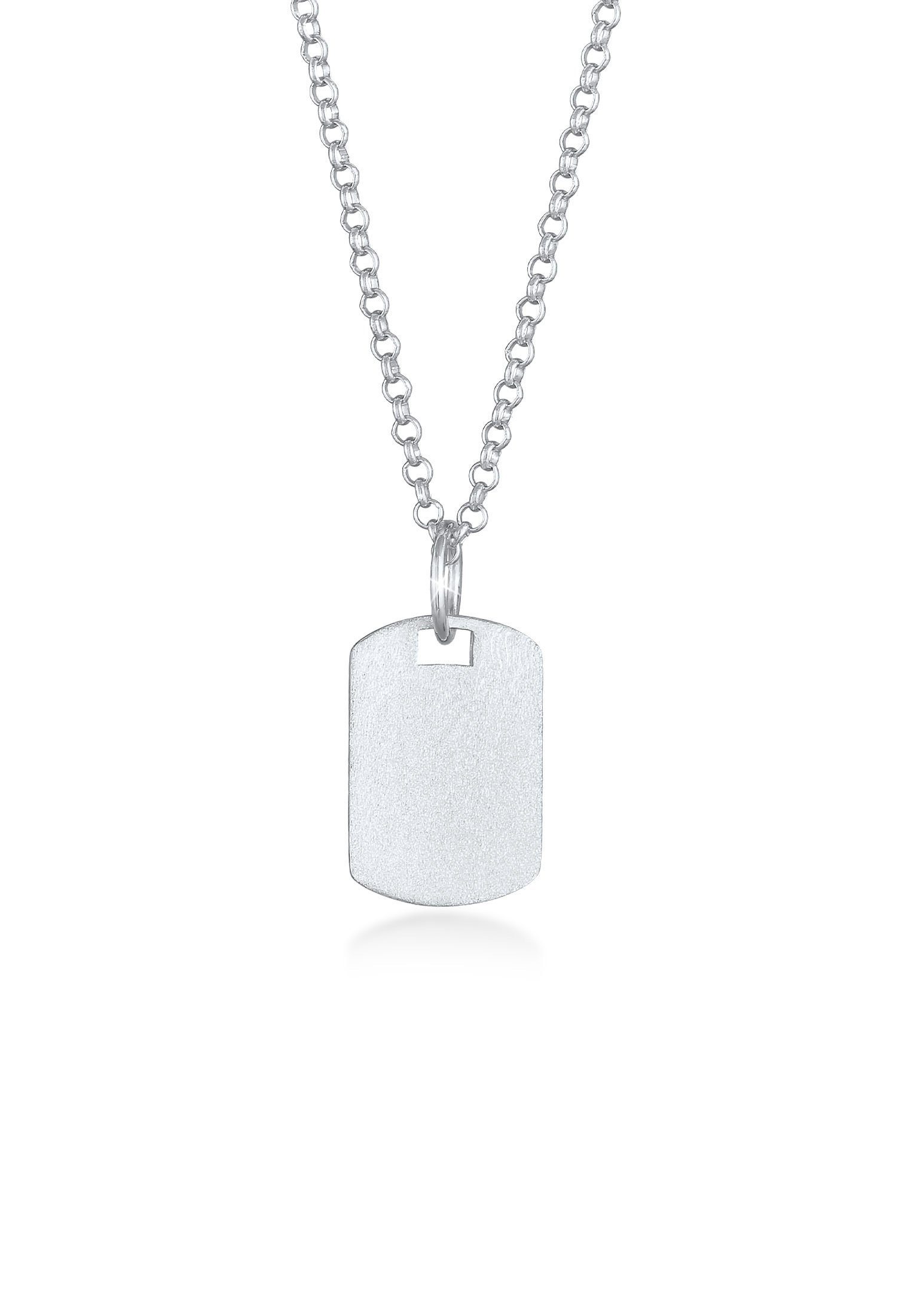 Kuzzoi Kette mit Anhänger Herren Dog Tag Military Platte Brushed 925 Silber günstig online kaufen